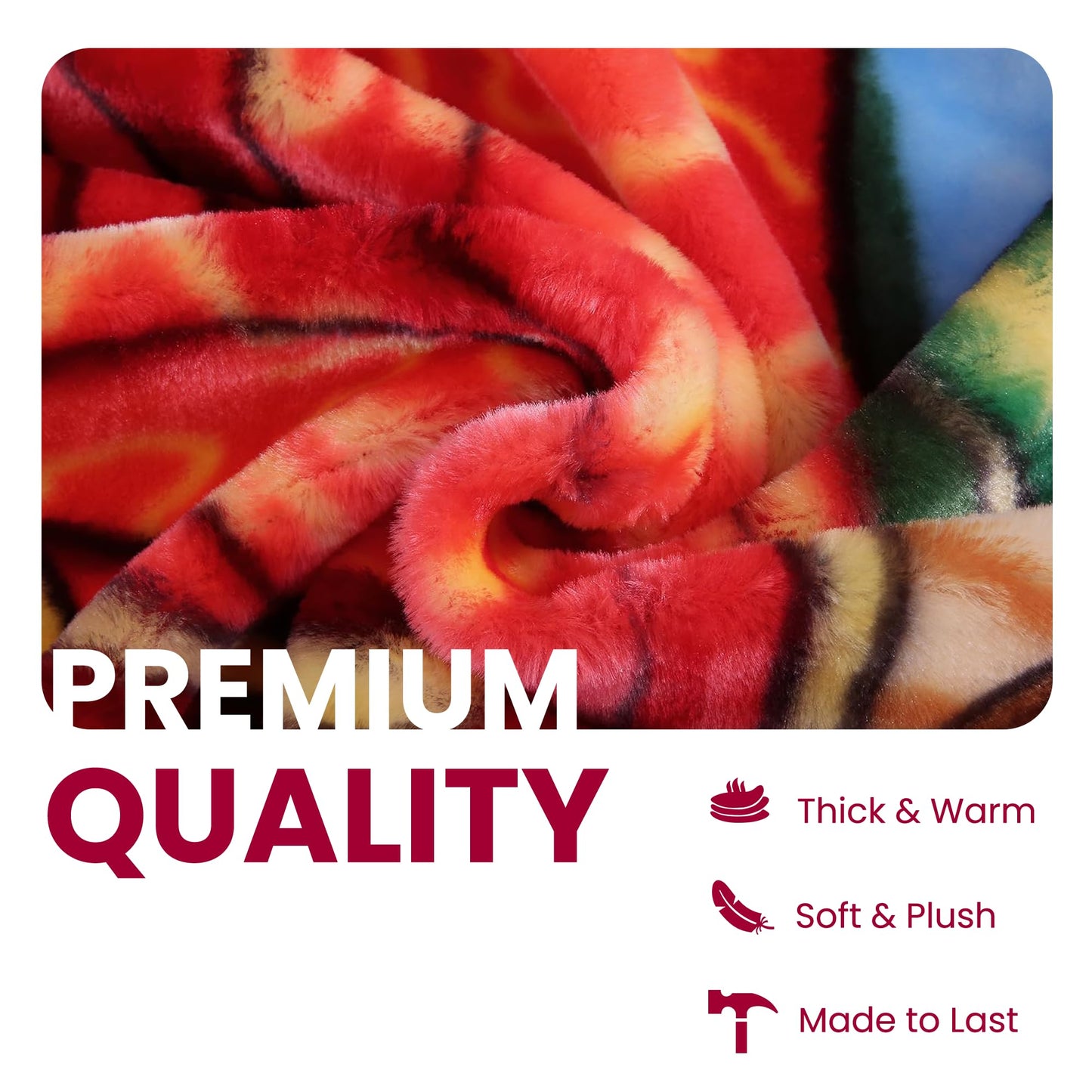 YHSF Korean Mink Blanket - 2 Ply Thick & Soft Reversible Printed Plush Throw - Warm Cozy & Comfy Korean Faux Mink Blanket - Ideal Gift, Easy Care, Fade-Proof, Peony, King Size, 6 LB, 83 in x 91 in