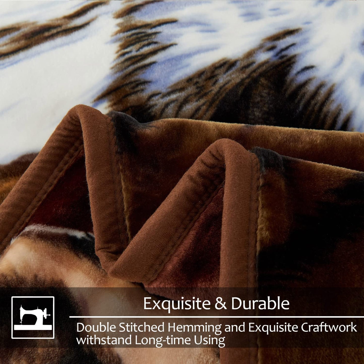 YHSF Korean Mink Blanket - 2 Ply Thick & Soft Reversible Printed Plush Throw - Warm Cozy & Comfy Korean Faux Mink Blanket - Ideal Gift, Easy Care, Fade-Proof, Peony, King Size, 6 LB, 83 in x 91 in