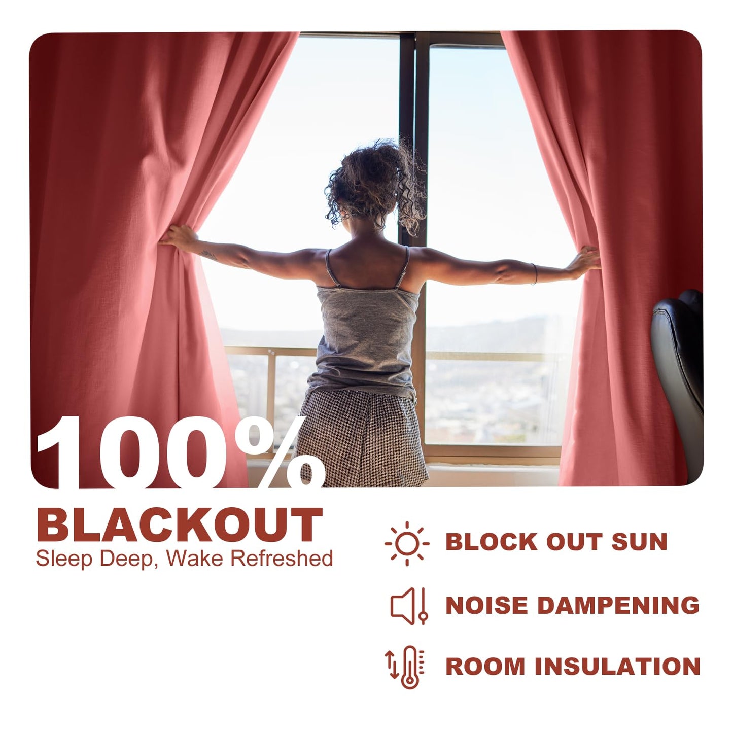 YHSF Blackout Curtains - Room Darkening Grommet Curtains for Bedroom, Living Room, Office - Solid Plain Design, Light Blocking, Thermal Insulation, Elegant Home Décor - 52x84 Inches, One Panel, Red