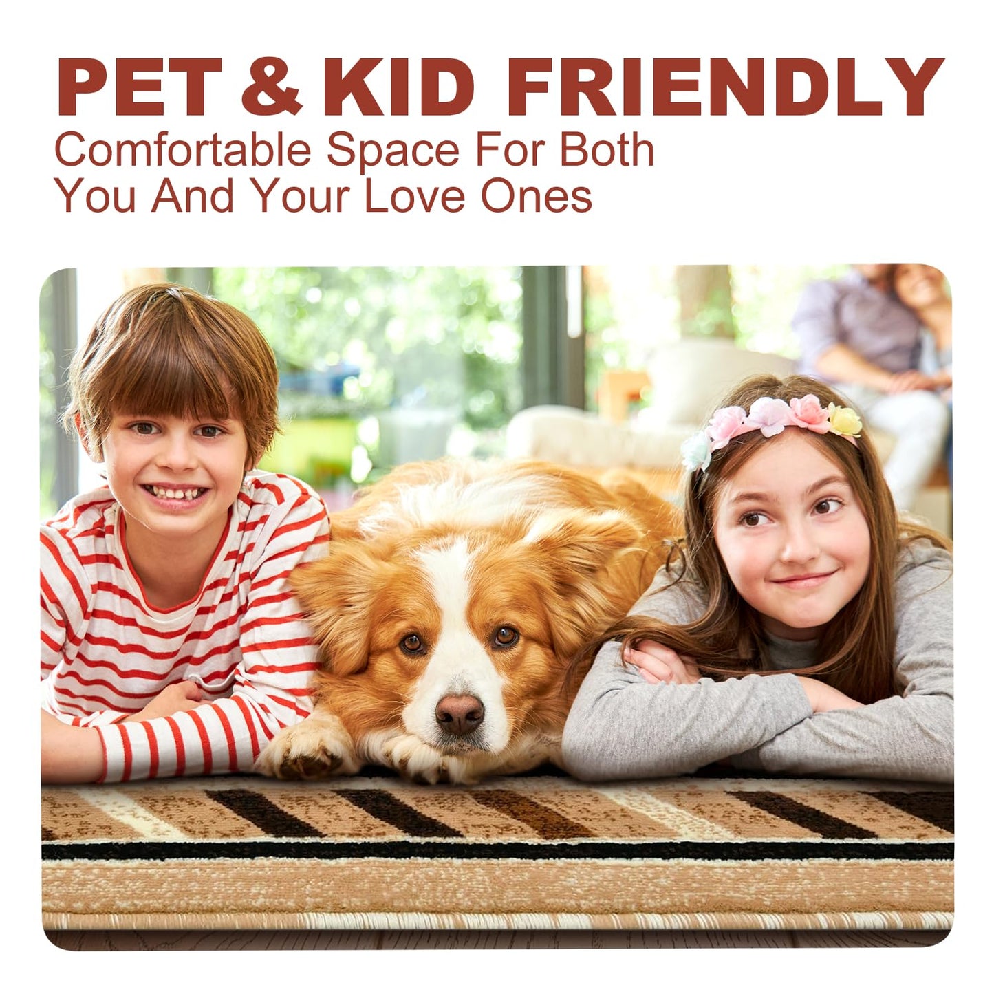 YHSF South West Native American Area Rug - Easy Clean, Thick, Soft, Durable Native Tribal American Indian Inspired Rug for Bedroom/Living Room/Hallways and More - Rust, 5 Feet x 7 Feet