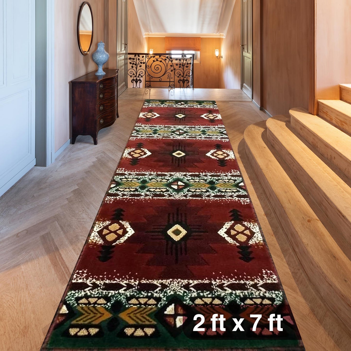 YHSF South West Native American Area Rug C318 - Easy Clean, Thick, Soft, Durable Native Tribal American Indian Inspired Rug for Bedroom/Living Room and More - Berber, 5 Feet x 7 Feet