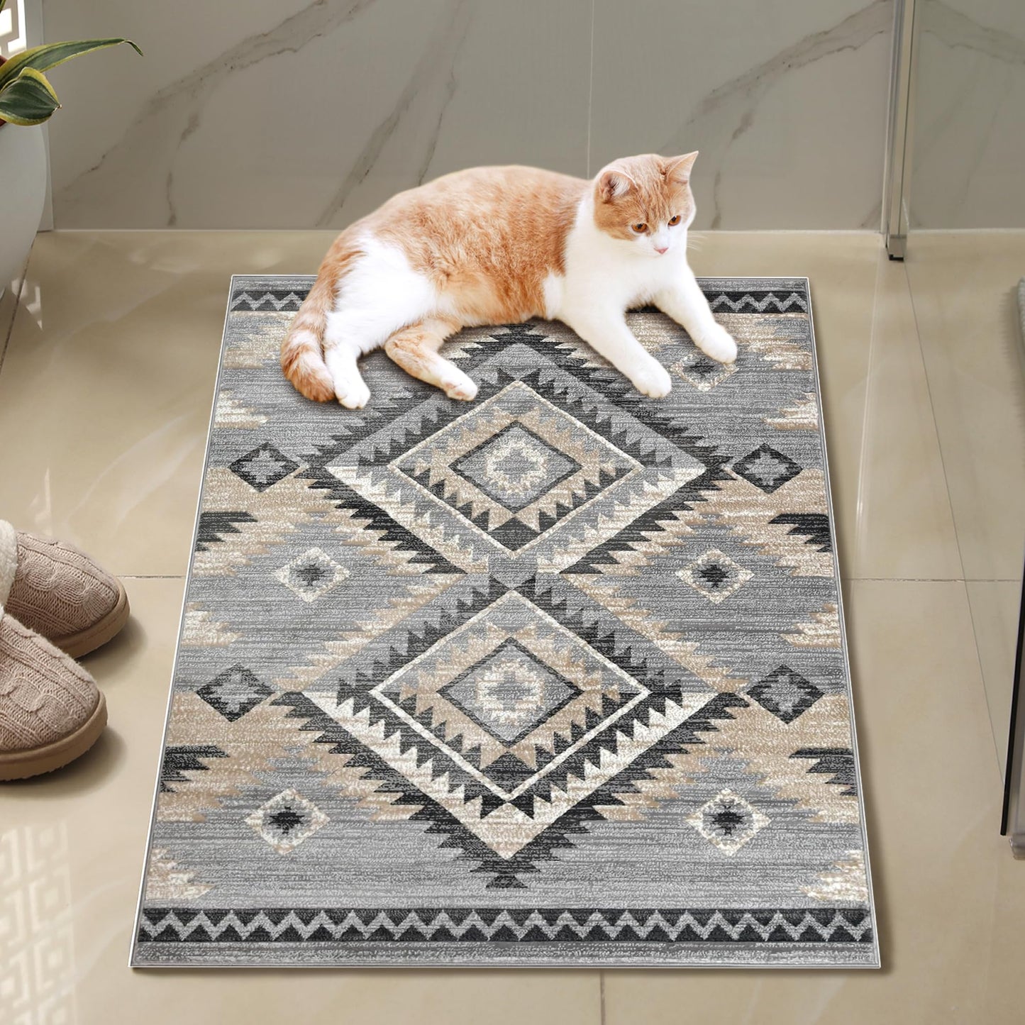 YHSF South West Native American Rug Ritz – Native Tribal American Indian Inspired Rug - Living Room, Bedroom, Hallway, Entryway & High-Traffic Area Rugs - Washable - Soft - Espresso, 8 Feet x 10 Feet