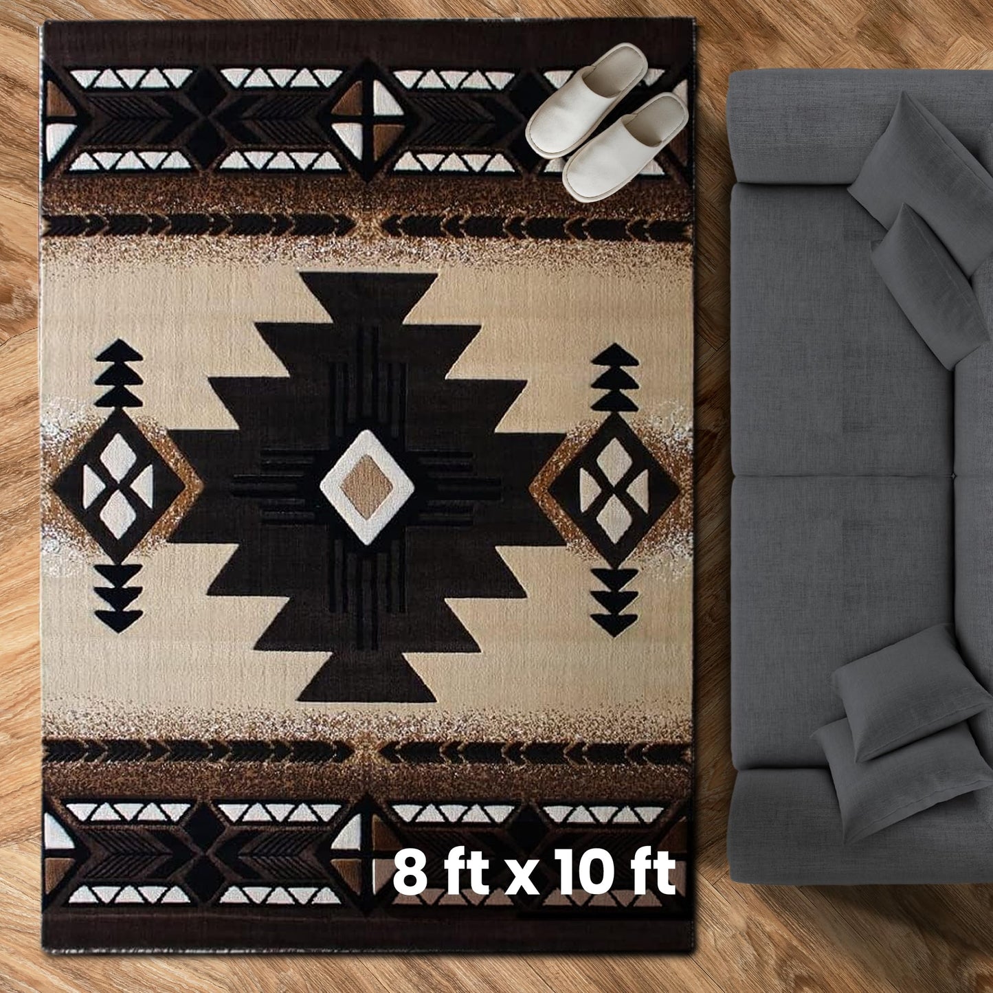 YHSF South West Native American Area Rug C318 - Easy Clean, Thick, Soft, Durable Native Tribal American Indian Inspired Rug for Bedroom/Living Room and More - Berber, 5 Feet x 7 Feet