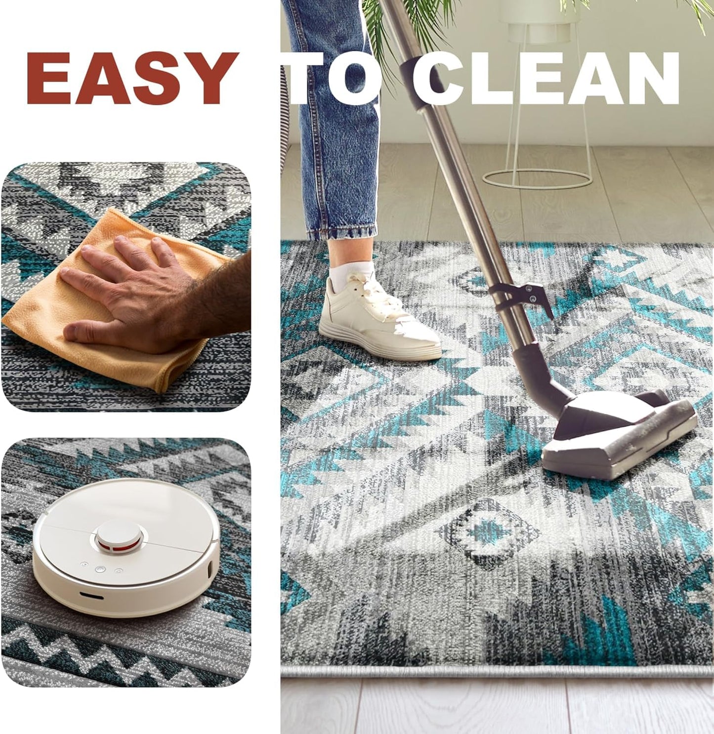 YHSF South West Native American Rug Ritz – Native Tribal American Indian Inspired Rug - Living Room, Bedroom, Hallway, Entryway & High-Traffic Area Rugs - Washable - Soft - Espresso, 8 Feet x 10 Feet