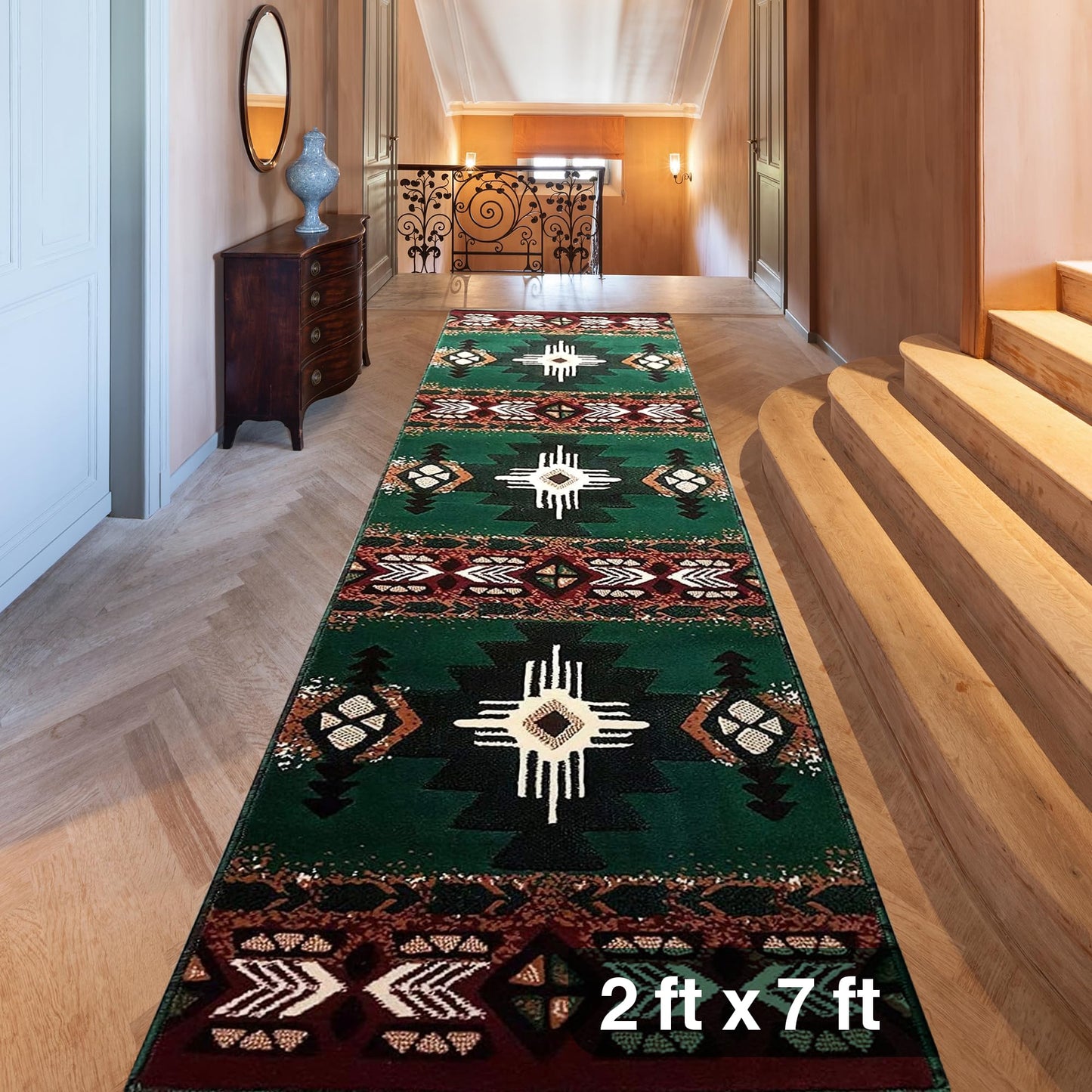 YHSF South West Native American Area Rug C318 - Easy Clean, Thick, Soft, Durable Native Tribal American Indian Inspired Rug for Bedroom/Living Room and More - Berber, 5 Feet x 7 Feet