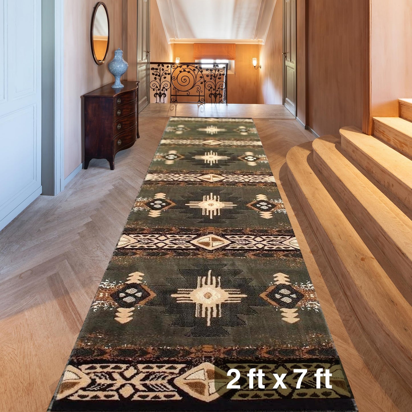 YHSF South West Native American Area Rug C318 - Easy Clean, Thick, Soft, Durable Native Tribal American Indian Inspired Rug for Bedroom/Living Room and More - Berber, 5 Feet x 7 Feet