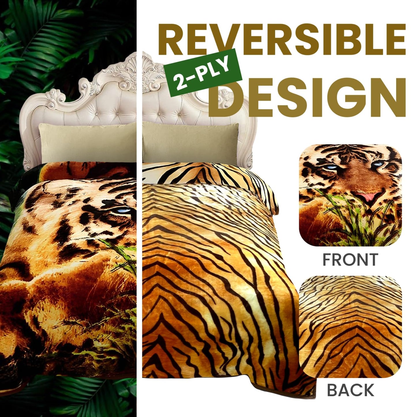 YHSF Korean Mink Blanket - 2 Ply Thick & Soft Reversible Printed Plush Throw - Warm Cozy & Comfy Korean Faux Mink Blanket - Ideal Gift, Easy Care, Fade-Proof, Peony, King Size, 6 LB, 83 in x 91 in