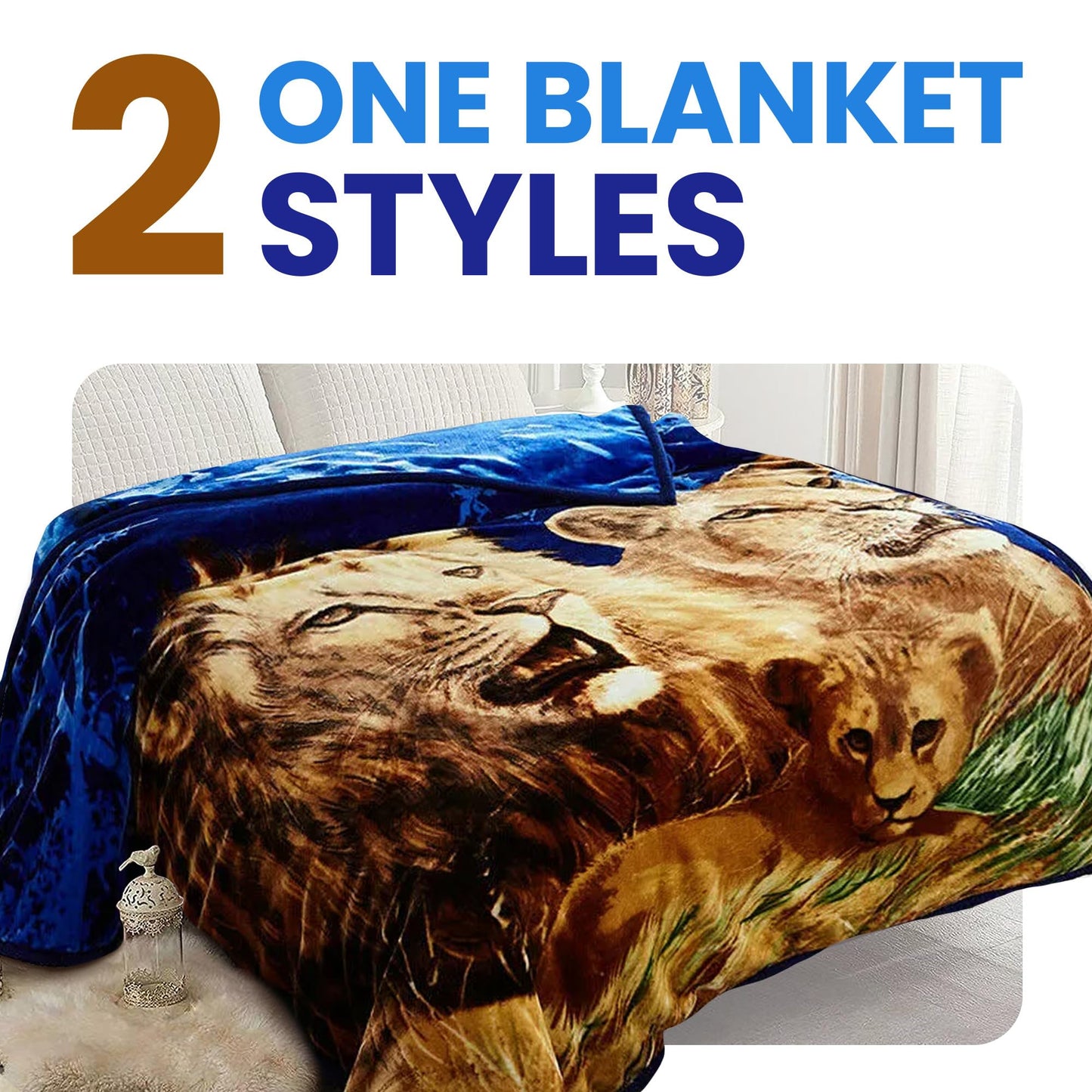 YHSF Korean Mink Blanket - 2 Ply Thick & Soft Reversible Printed Plush Throw - Warm Cozy & Comfy Korean Faux Mink Blanket - Ideal Gift, Easy Care, Fade-Proof, Peony, King Size, 6 LB, 83 in x 91 in