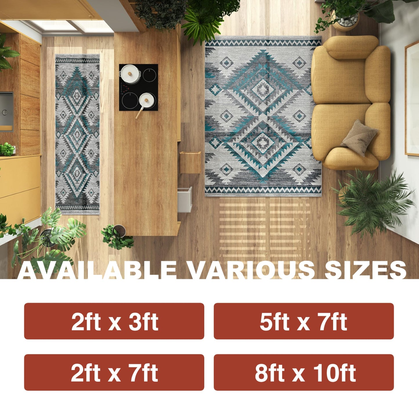 YHSF South West Native American Rug Ritz – Native Tribal American Indian Inspired Rug - Living Room, Bedroom, Hallway, Entryway & High-Traffic Area Rugs - Washable - Soft - Espresso, 8 Feet x 10 Feet