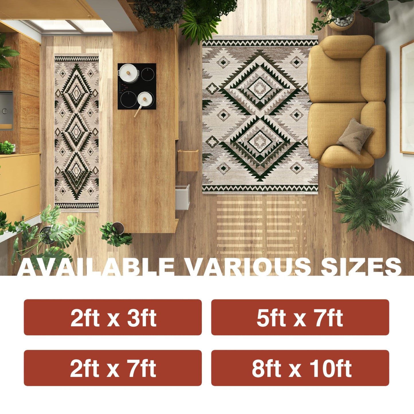 YHSF South West Native American Rug Ritz – Native Tribal American Indian Inspired Rug - Living Room, Bedroom, Hallway, Entryway & High-Traffic Area Rugs - Washable - Soft - Espresso, 8 Feet x 10 Feet