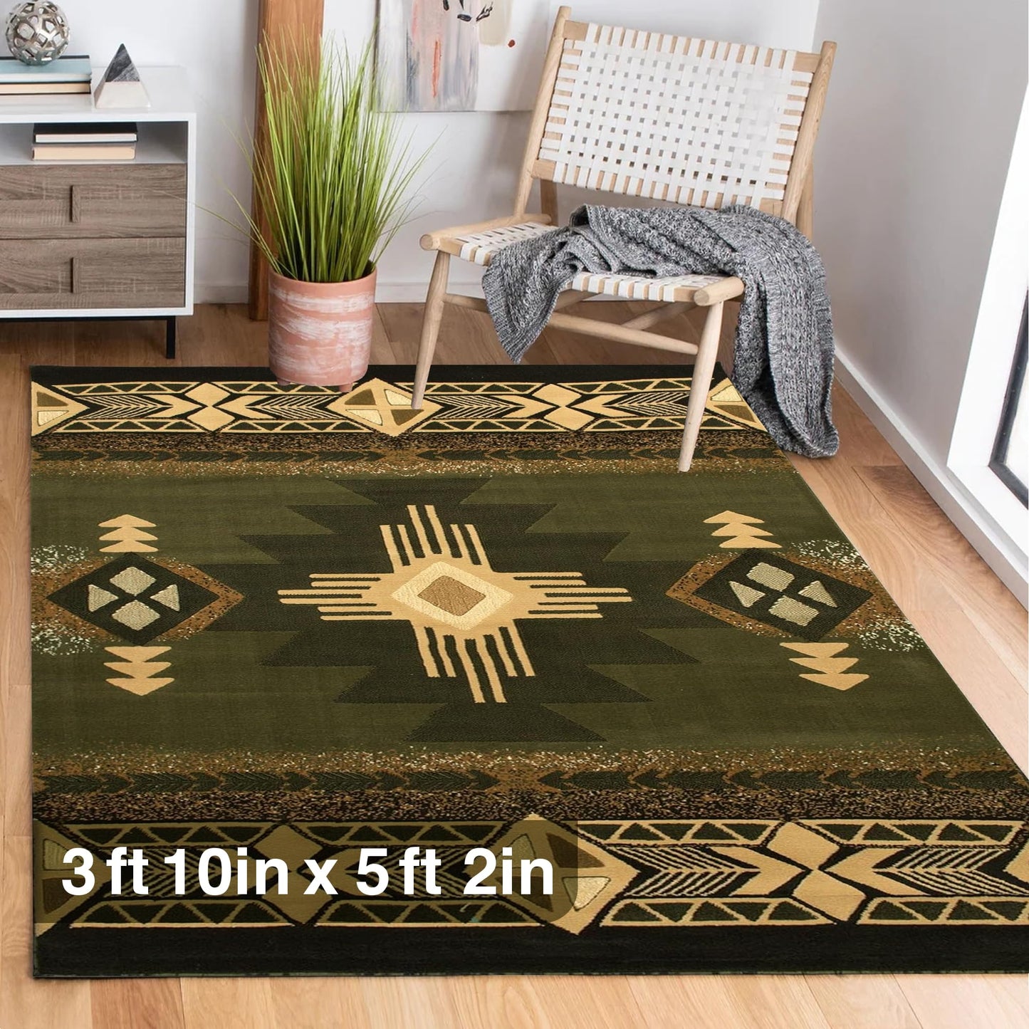 YHSF South West Native American Area Rug C318 - Easy Clean, Thick, Soft, Durable Native Tribal American Indian Inspired Rug for Bedroom/Living Room and More - Berber, 5 Feet x 7 Feet