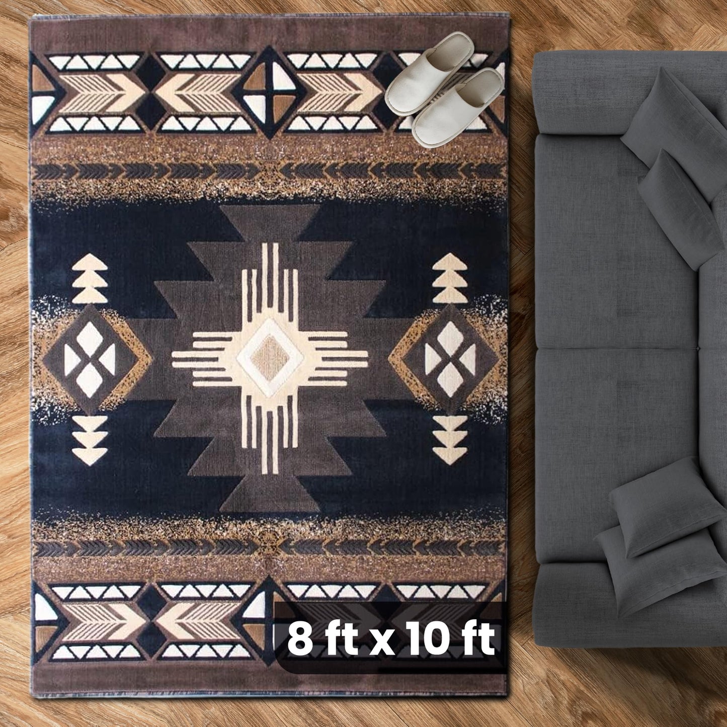 YHSF South West Native American Area Rug C318 - Easy Clean, Thick, Soft, Durable Native Tribal American Indian Inspired Rug for Bedroom/Living Room and More - Berber, 5 Feet x 7 Feet