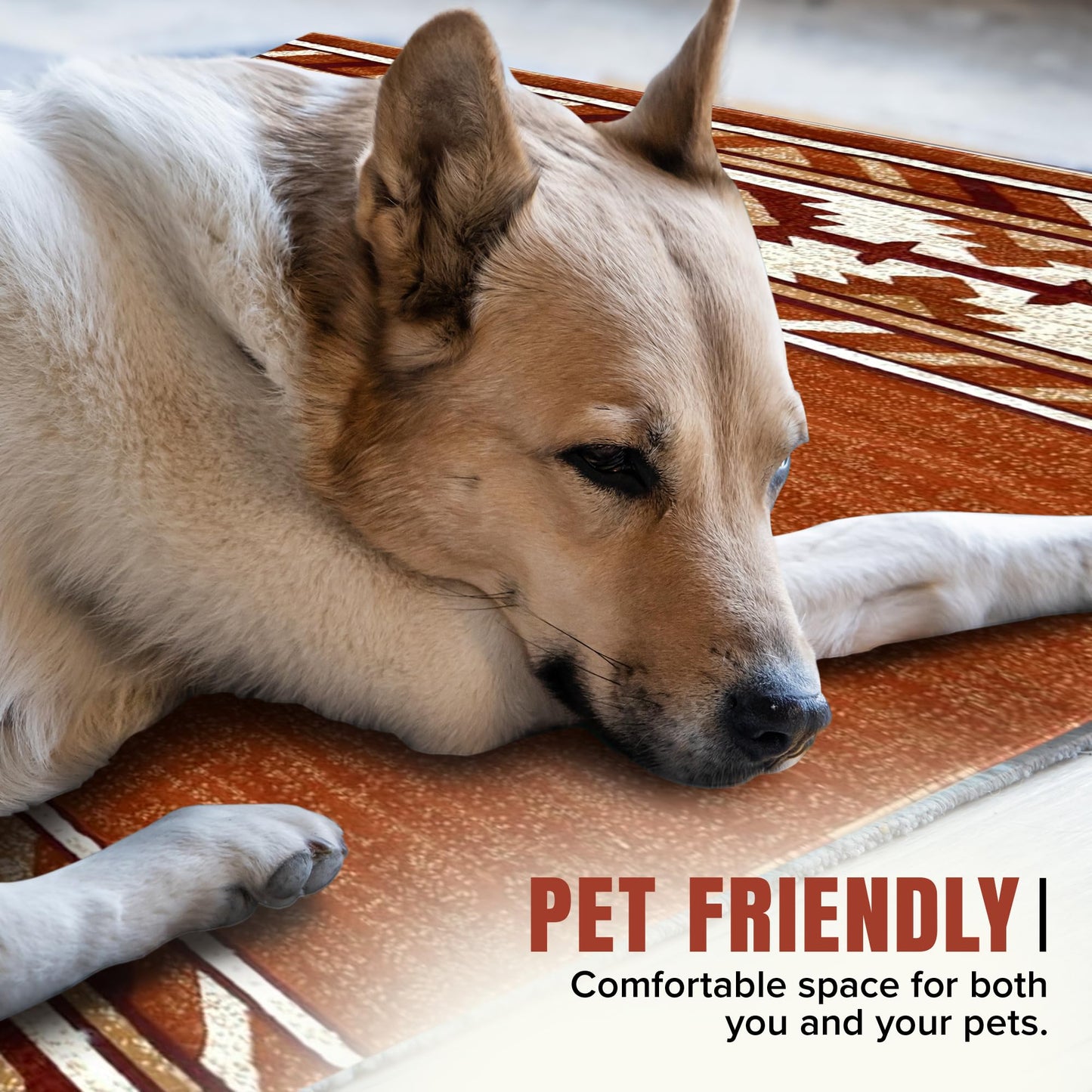 YHSF South West Native American Area Rug - Easy Clean, Thick, Soft, Durable Native Tribal American Indian Inspired Rug for Bedroom/Living Room/Hallways and More - Rust, 5 Feet x 7 Feet