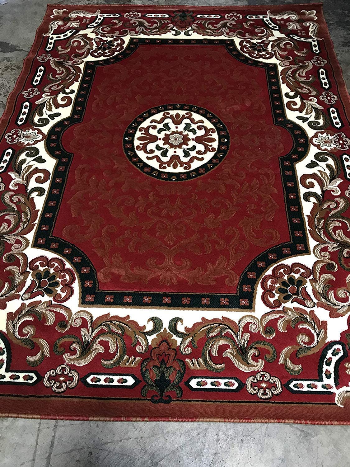 YHSF Traditional Floral Area Rug - Non-Slip Washable Carpet for Kitchen, Dining Room, or Entryway - Easy Clean Colorful Flower Rug - Grey, 5 ft 2 in x 7 ft