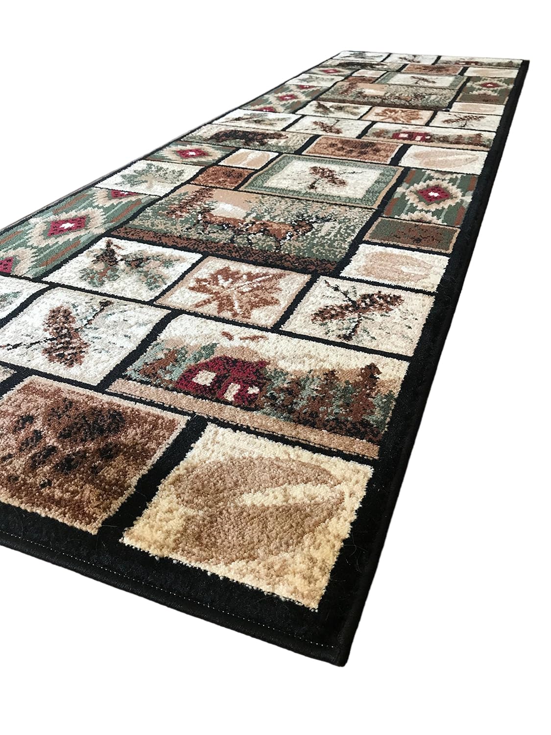 YHSF Cabin Style Area Rug Bear Elk Deer Moose Country Nature Wilderness Lodge Design