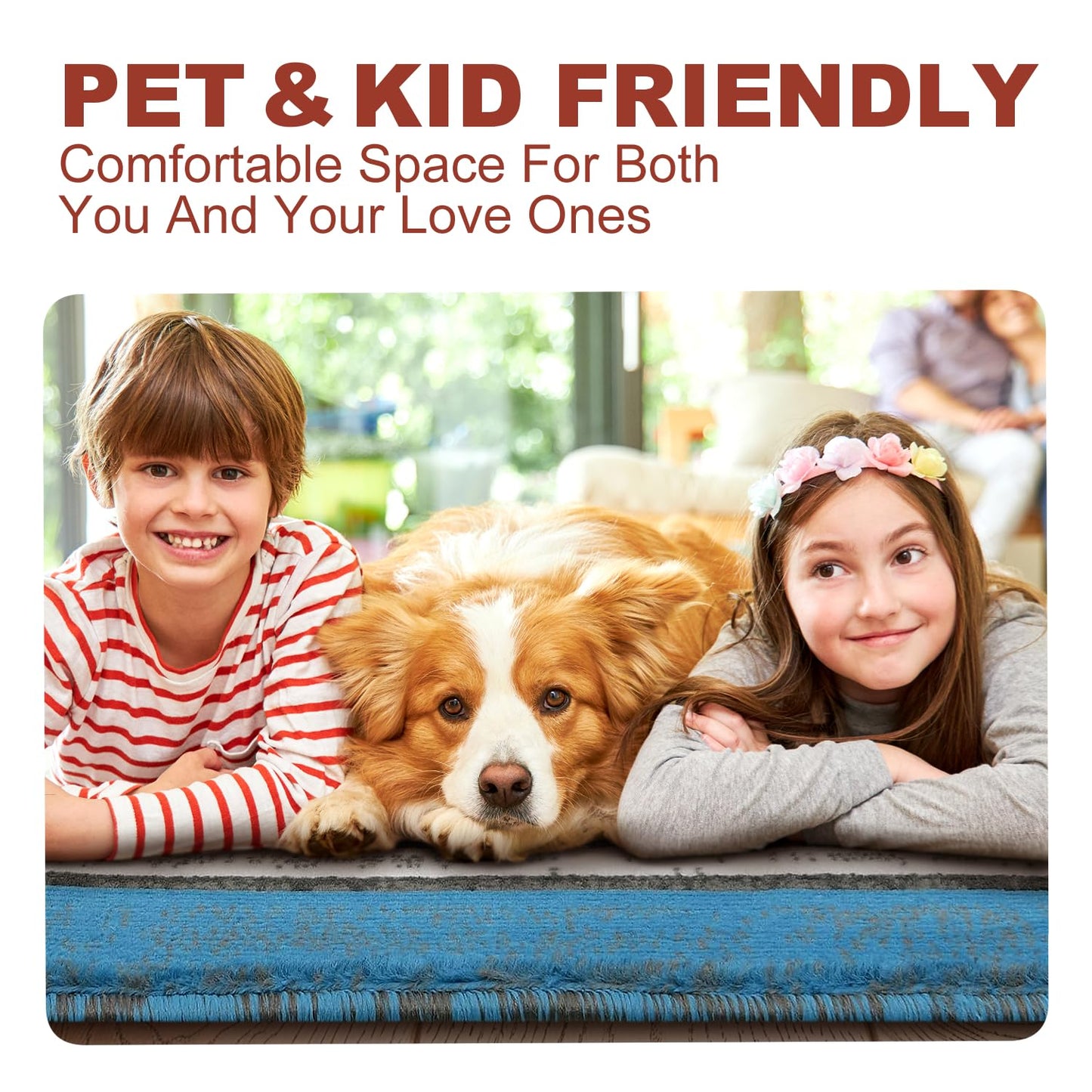 YHSF South West Native American Area Rug - Easy Clean, Thick, Soft, Durable Native Tribal American Indian Inspired Rug for Bedroom/Living Room/Hallways and More - Rust, 5 Feet x 7 Feet