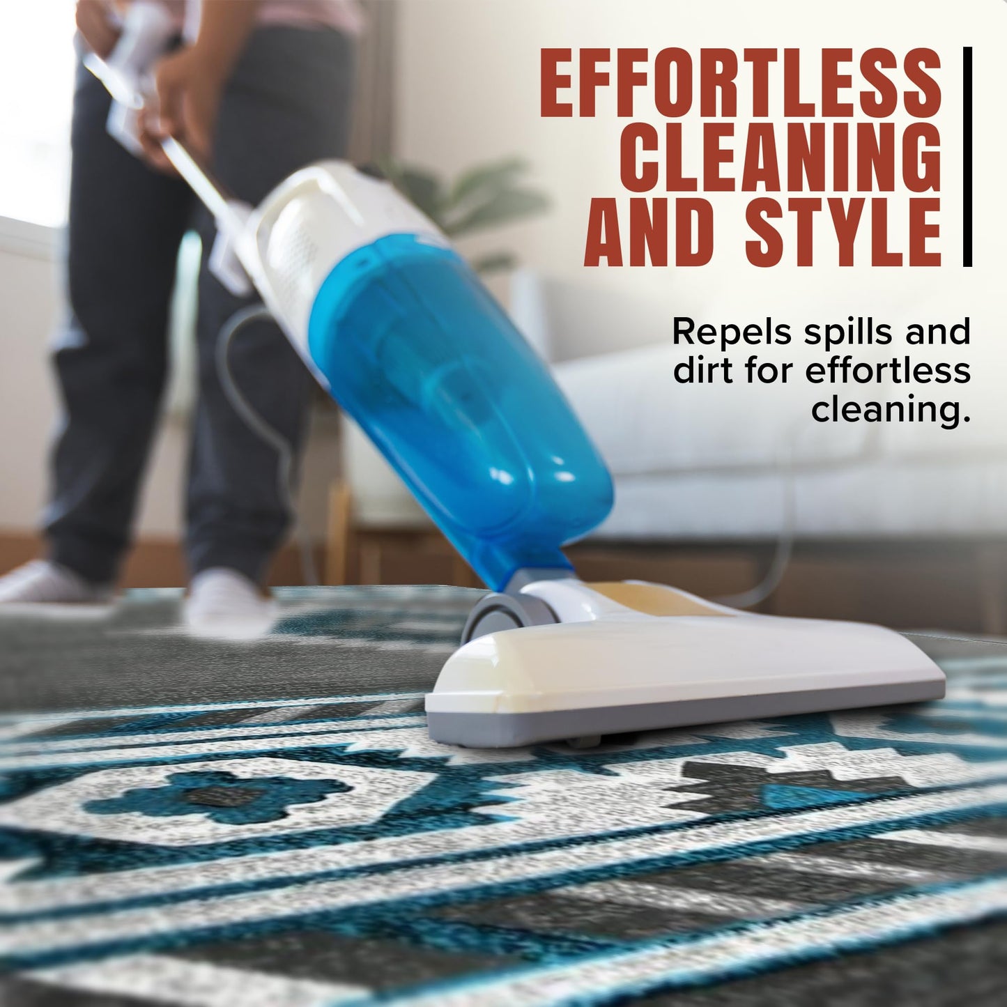 YHSF South West Native American Area Rug - Easy Clean, Thick, Soft, Durable Native Tribal American Indian Inspired Rug for Bedroom/Living Room/Hallways and More - Rust, 5 Feet x 7 Feet