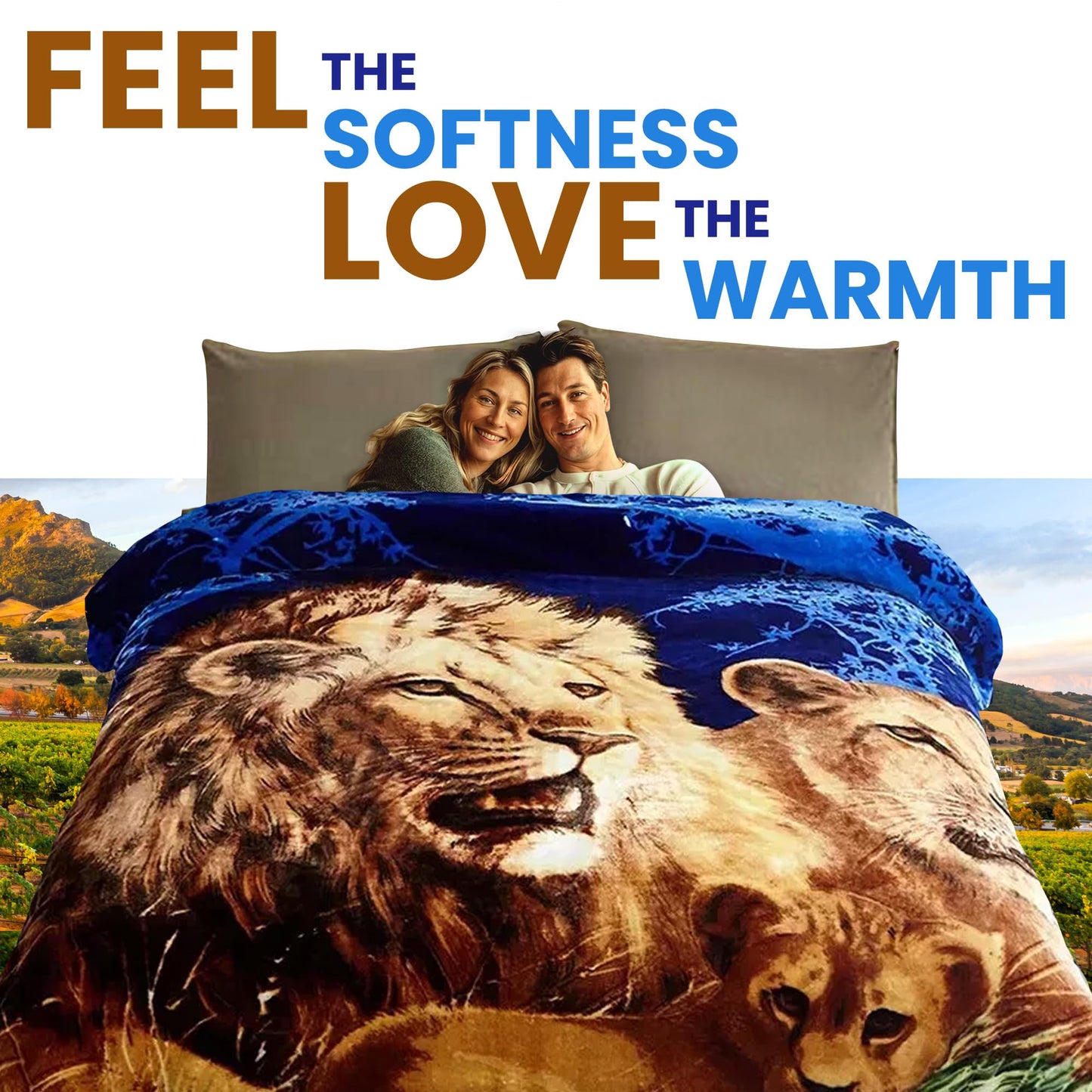 YHSF Korean Mink Blanket - 2 Ply Thick & Soft Reversible Printed Plush Throw - Warm Cozy & Comfy Korean Faux Mink Blanket - Ideal Gift, Easy Care, Fade-Proof, Peony, King Size, 6 LB, 83 in x 91 in