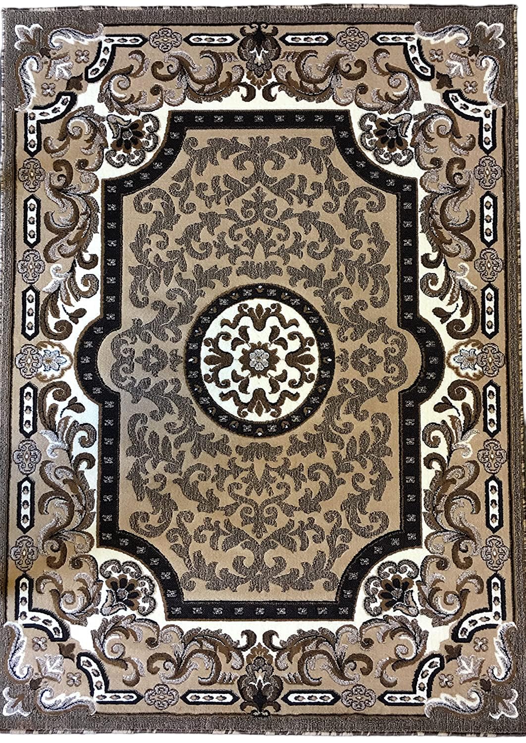 YHSF Traditional Floral Area Rug - Non-Slip Washable Carpet for Kitchen, Dining Room, or Entryway - Easy Clean Colorful Flower Rug - Grey, 5 ft 2 in x 7 ft