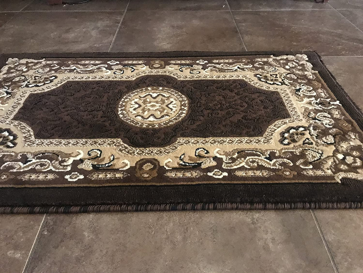 YHSF Traditional Floral Area Rug - Non-Slip Washable Carpet for Kitchen, Dining Room, or Entryway - Easy Clean Colorful Flower Rug - Grey, 5 ft 2 in x 7 ft