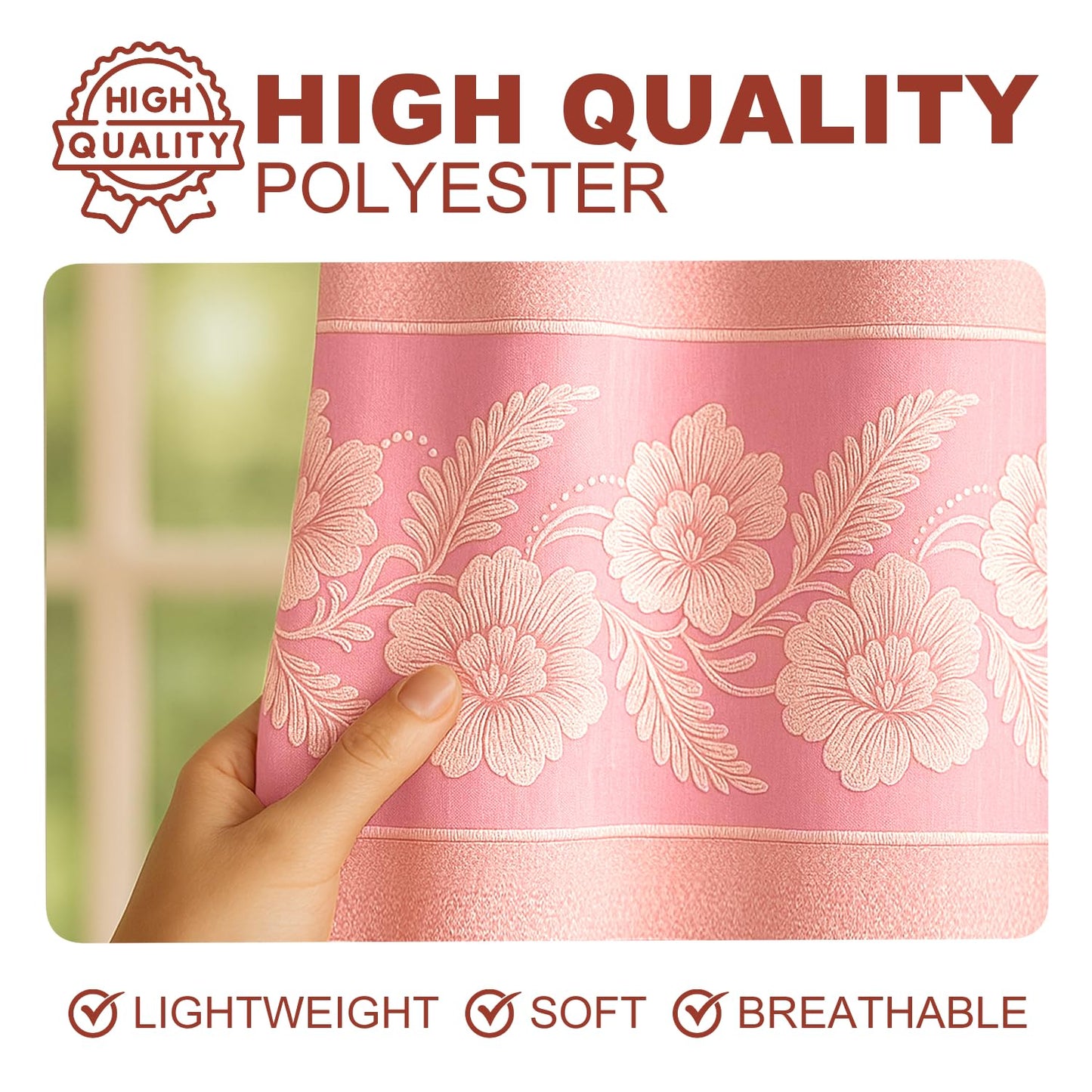 YHSF Jacquard Window Curtains for Living Room and Bedrooms - 54" W x 84" L 2-Panel Set Fancy Curtains with Valance Attached & 2 Tassle Tie Backs - Fancy Living Room Curtain with Valance - Turquoise