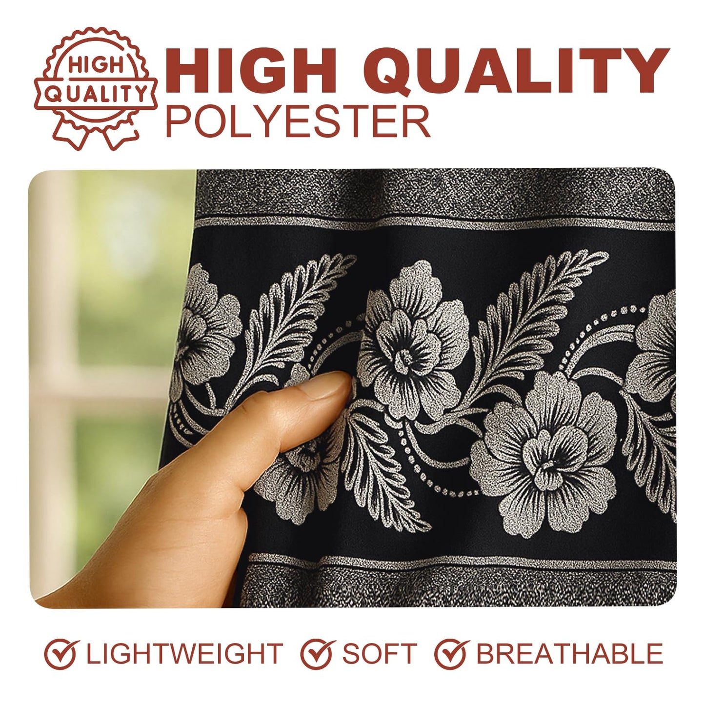 YHSF Jacquard Window Curtains for Living Room and Bedrooms - 54" W x 84" L 2-Panel Set Fancy Curtains with Valance Attached & 2 Tassle Tie Backs - Fancy Living Room Curtain with Valance - Turquoise