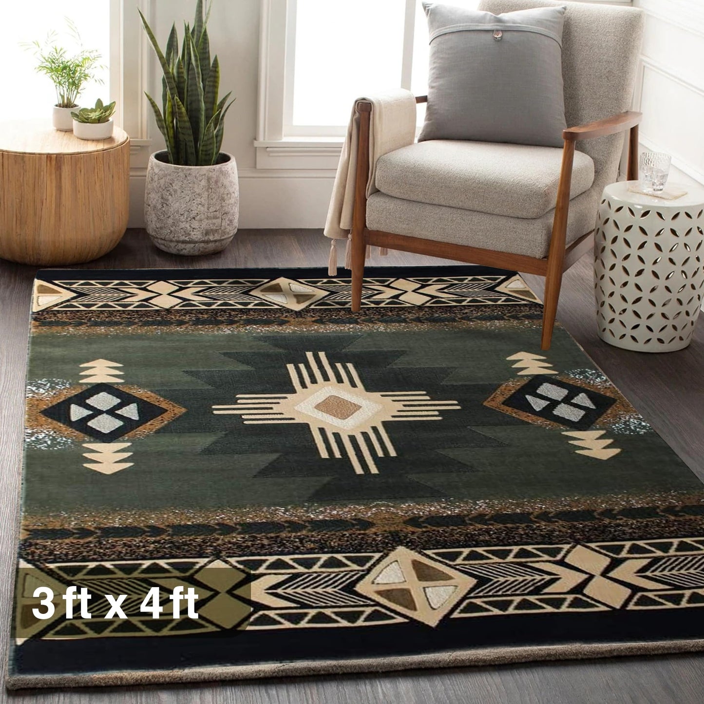 YHSF South West Native American Area Rug C318 - Easy Clean, Thick, Soft, Durable Native Tribal American Indian Inspired Rug for Bedroom/Living Room and More - Berber, 5 Feet x 7 Feet