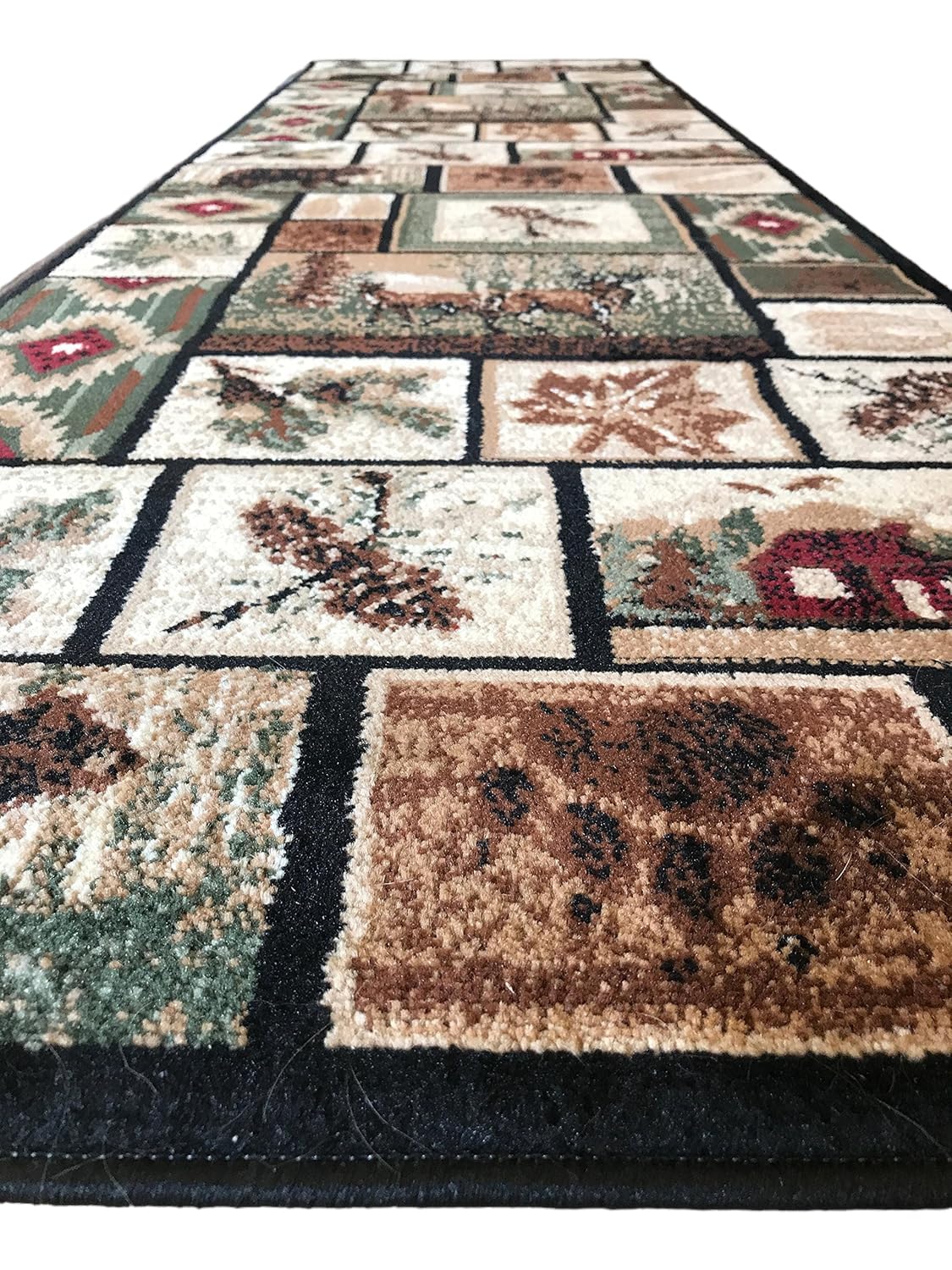 YHSF Cabin Style Area Rug Bear Elk Deer Moose Country Nature Wilderness Lodge Design