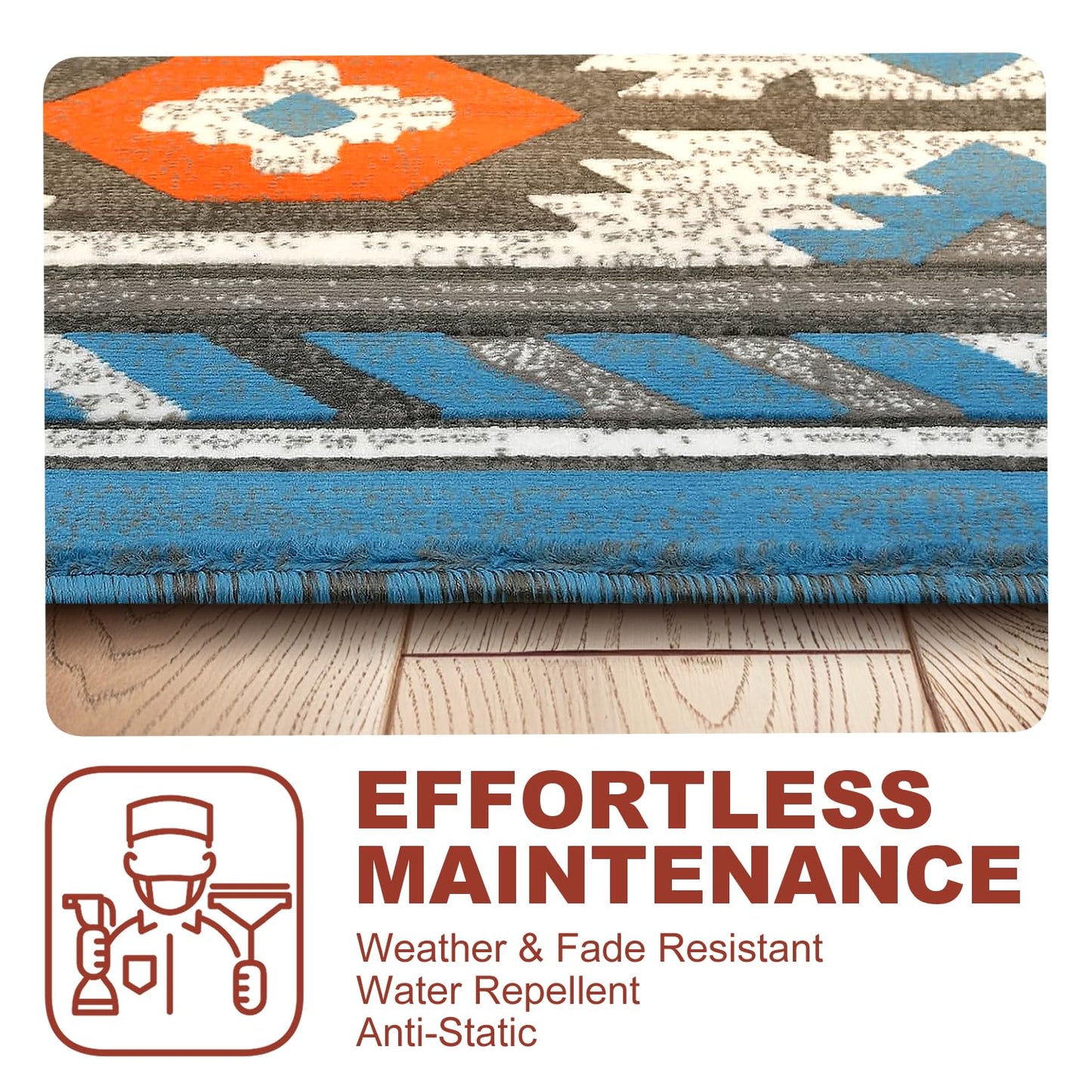 YHSF South West Native American Area Rug - Easy Clean, Thick, Soft, Durable Native Tribal American Indian Inspired Rug for Bedroom/Living Room/Hallways and More - Rust, 5 Feet x 7 Feet