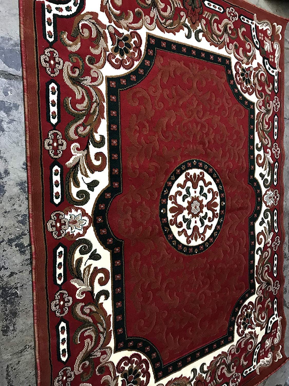 YHSF Traditional Floral Area Rug - Non-Slip Washable Carpet for Kitchen, Dining Room, or Entryway - Easy Clean Colorful Flower Rug - Grey, 5 ft 2 in x 7 ft