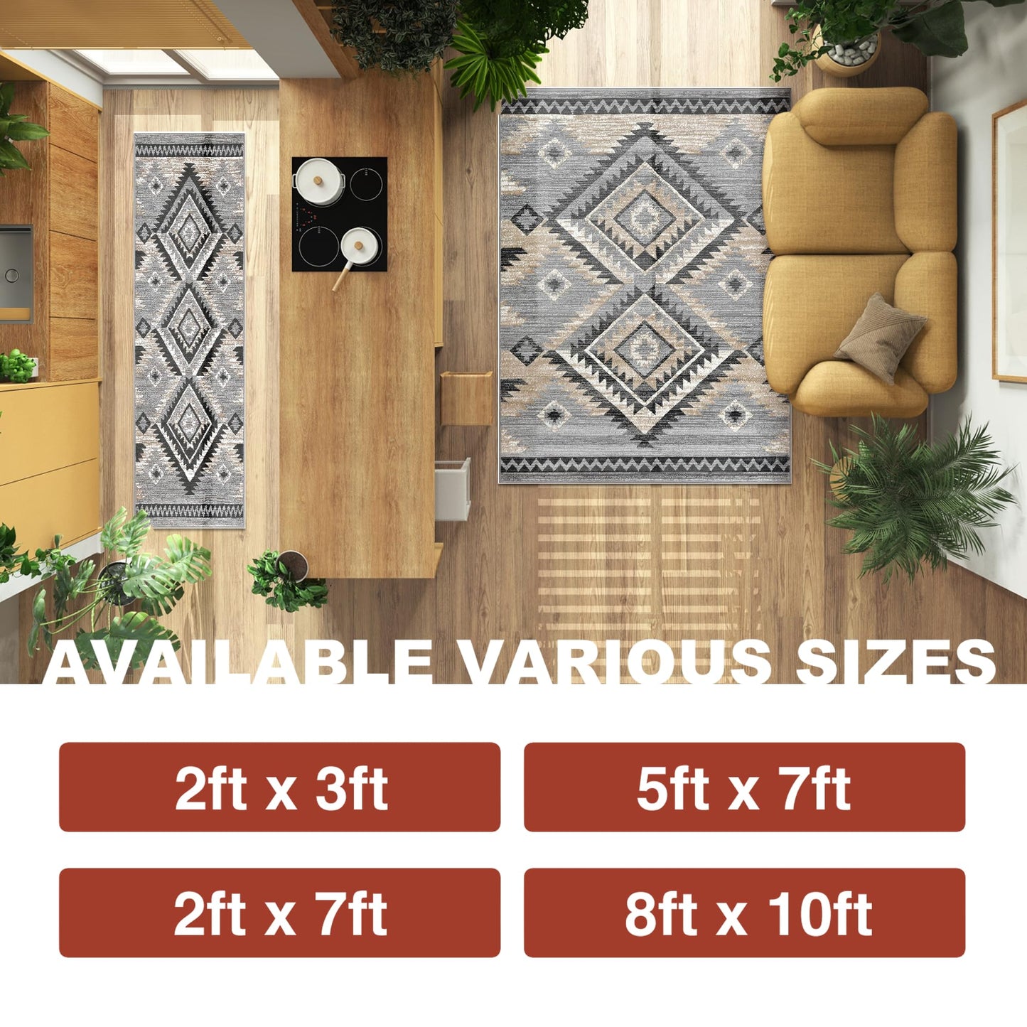 YHSF South West Native American Rug Ritz – Native Tribal American Indian Inspired Rug - Living Room, Bedroom, Hallway, Entryway & High-Traffic Area Rugs - Washable - Soft - Espresso, 8 Feet x 10 Feet