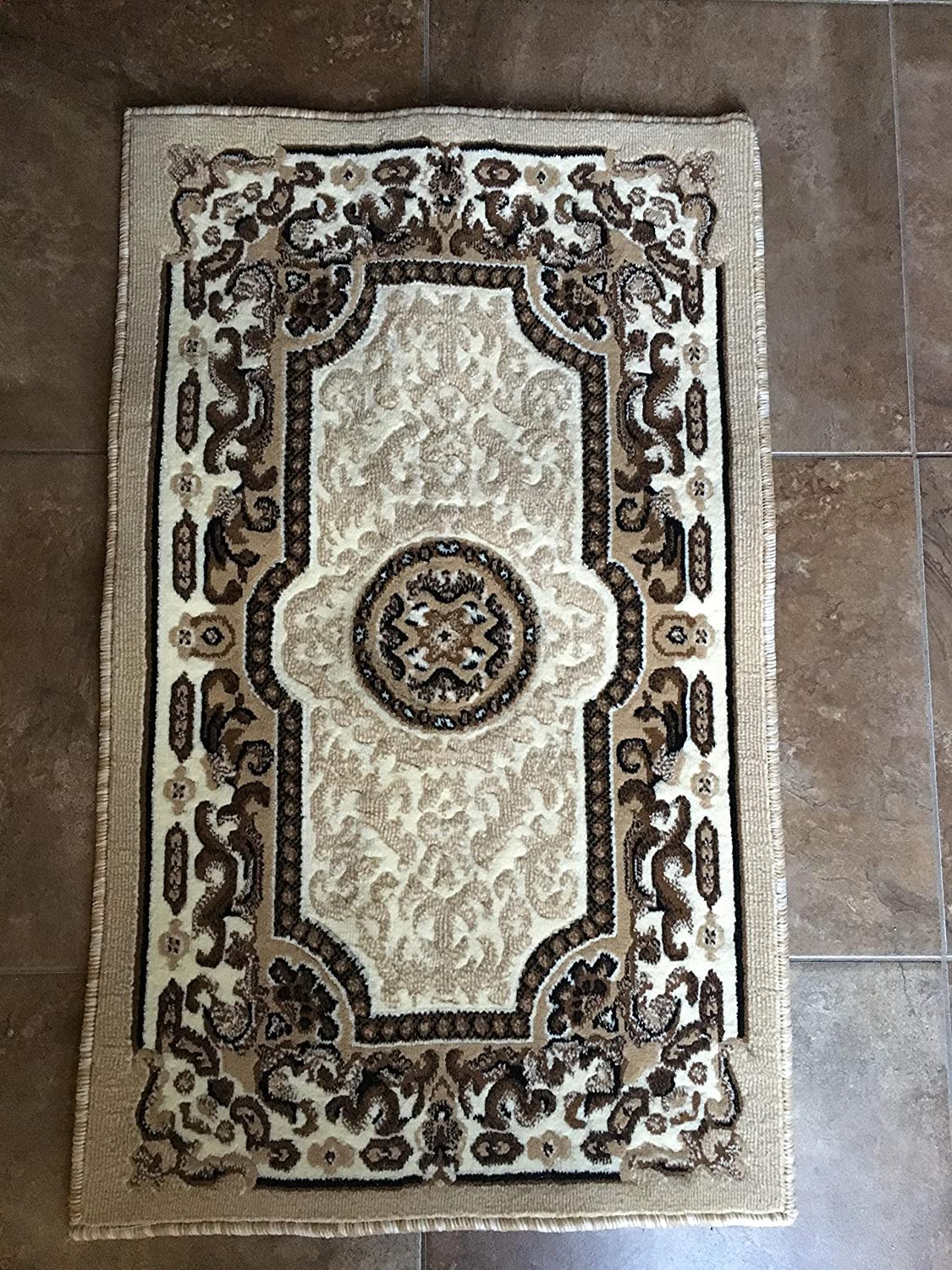 YHSF Traditional Floral Area Rug - Non-Slip Washable Carpet for Kitchen, Dining Room, or Entryway - Easy Clean Colorful Flower Rug - Grey, 5 ft 2 in x 7 ft