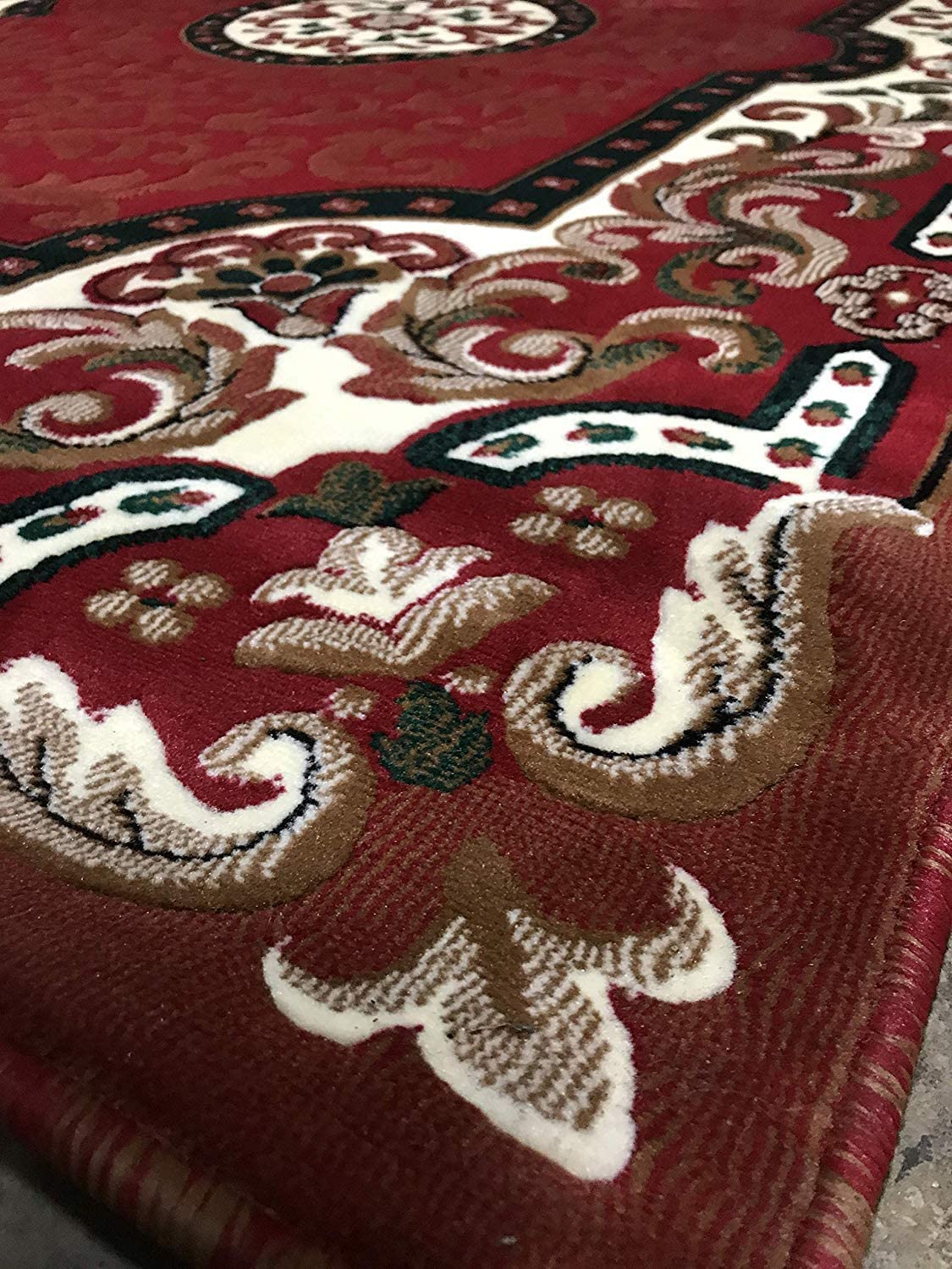 YHSF Traditional Floral Area Rug - Non-Slip Washable Carpet for Kitchen, Dining Room, or Entryway - Easy Clean Colorful Flower Rug - Grey, 5 ft 2 in x 7 ft