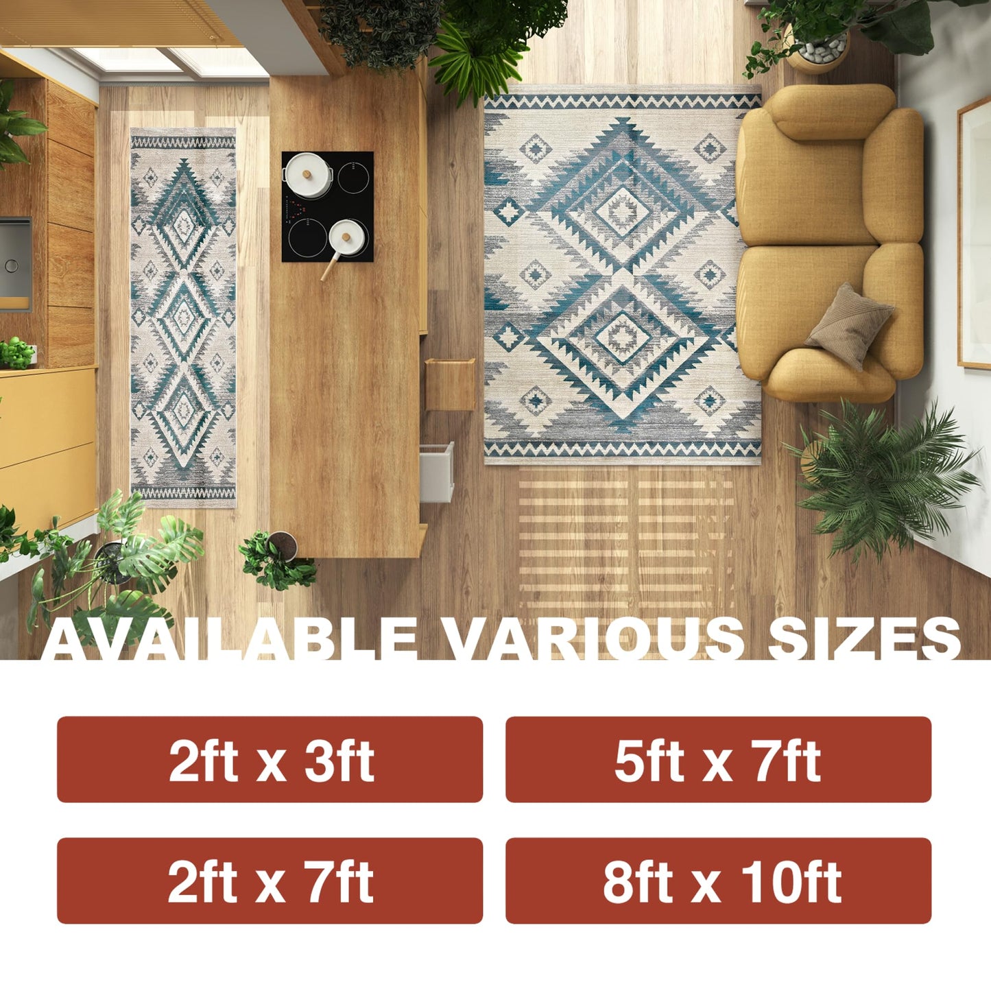 YHSF South West Native American Rug Ritz – Native Tribal American Indian Inspired Rug - Living Room, Bedroom, Hallway, Entryway & High-Traffic Area Rugs - Washable - Soft - Espresso, 8 Feet x 10 Feet