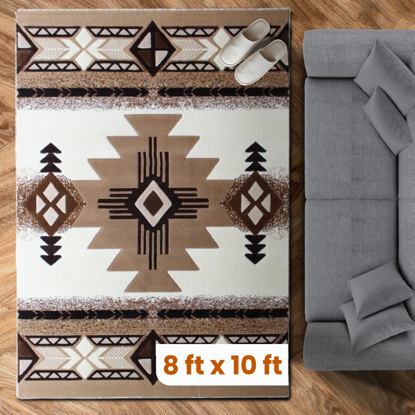 YHSF South West Native American Area Rug C318 - Easy Clean, Thick, Soft, Durable Native Tribal American Indian Inspired Rug for Bedroom/Living Room and More - Berber, 5 Feet x 7 Feet