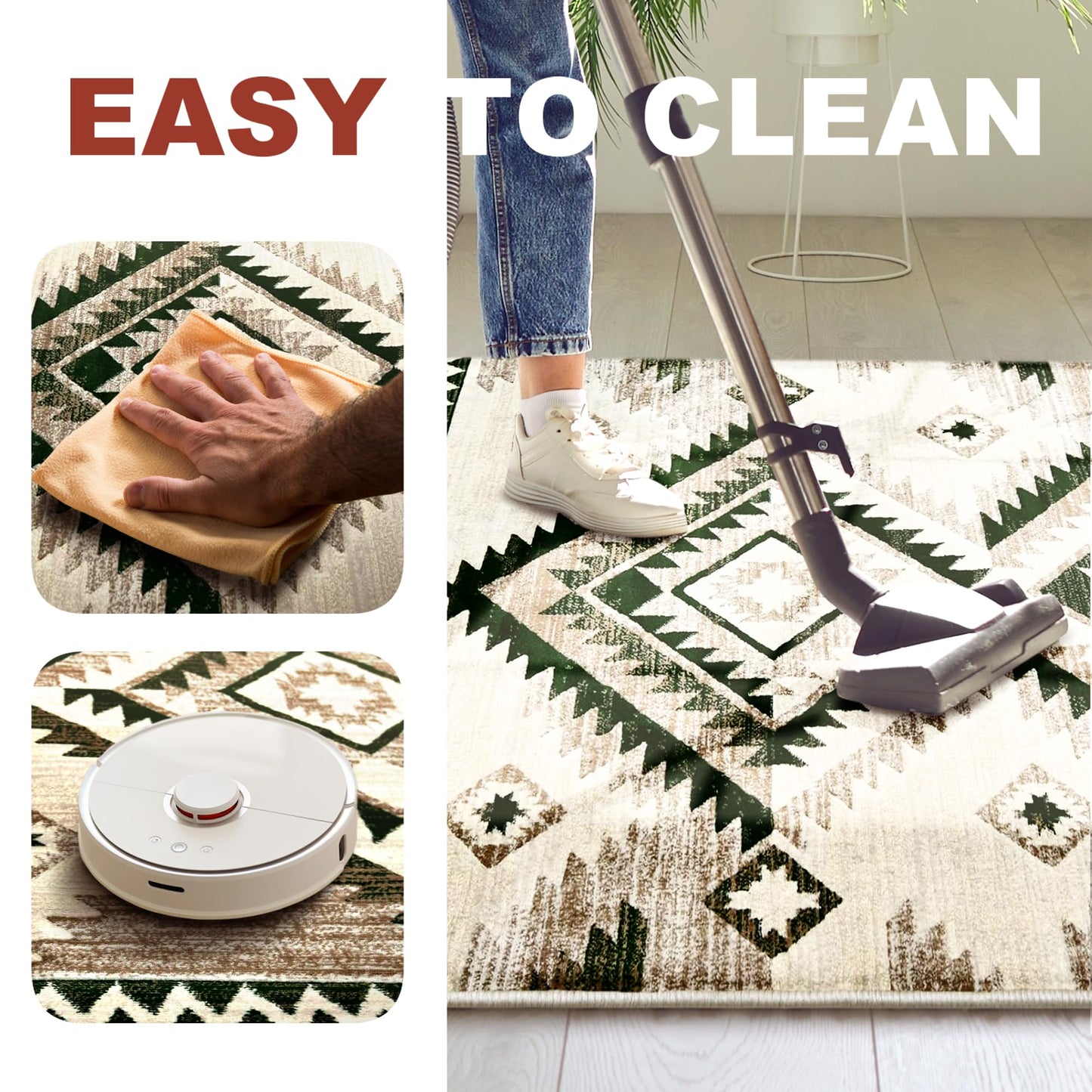 YHSF South West Native American Rug Ritz – Native Tribal American Indian Inspired Rug - Living Room, Bedroom, Hallway, Entryway & High-Traffic Area Rugs - Washable - Soft - Espresso, 8 Feet x 10 Feet