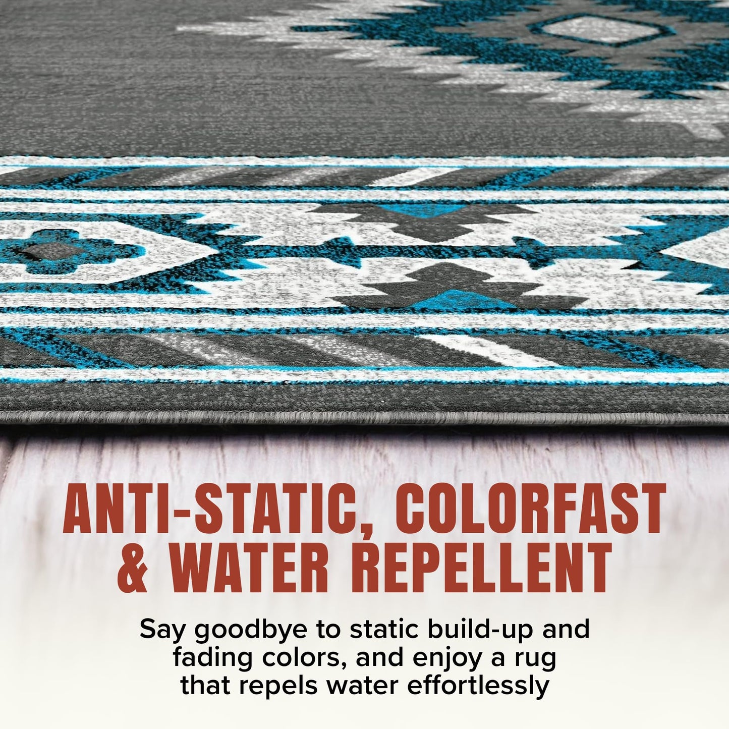 YHSF South West Native American Area Rug - Easy Clean, Thick, Soft, Durable Native Tribal American Indian Inspired Rug for Bedroom/Living Room/Hallways and More - Rust, 5 Feet x 7 Feet