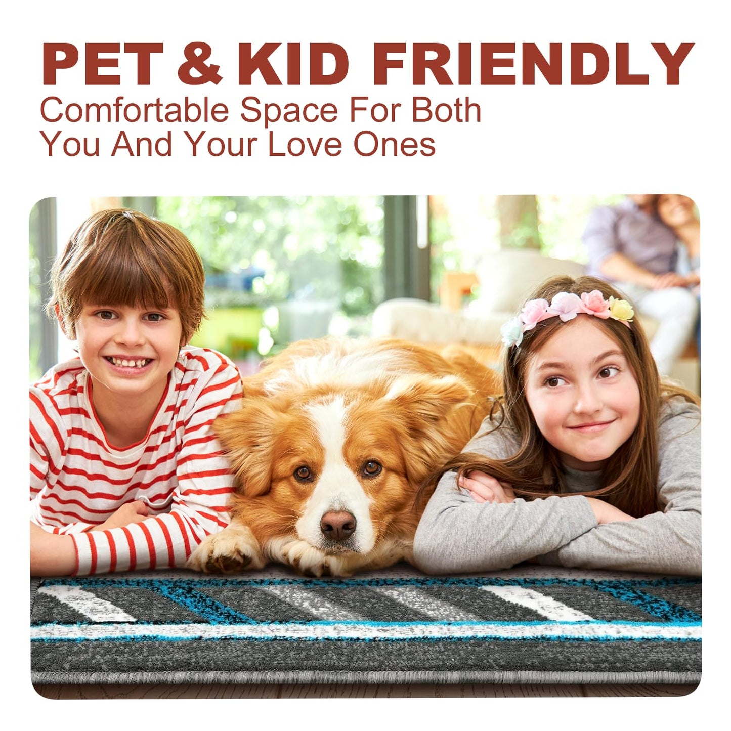 YHSF South West Native American Area Rug - Easy Clean, Thick, Soft, Durable Native Tribal American Indian Inspired Rug for Bedroom/Living Room/Hallways and More - Rust, 5 Feet x 7 Feet