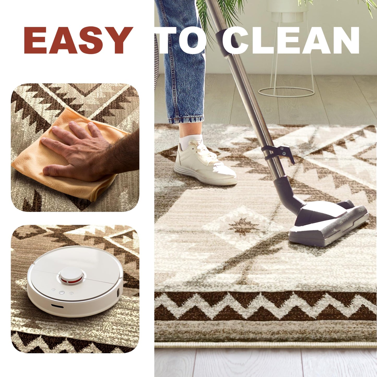 YHSF South West Native American Rug Ritz – Native Tribal American Indian Inspired Rug - Living Room, Bedroom, Hallway, Entryway & High-Traffic Area Rugs - Washable - Soft - Espresso, 8 Feet x 10 Feet