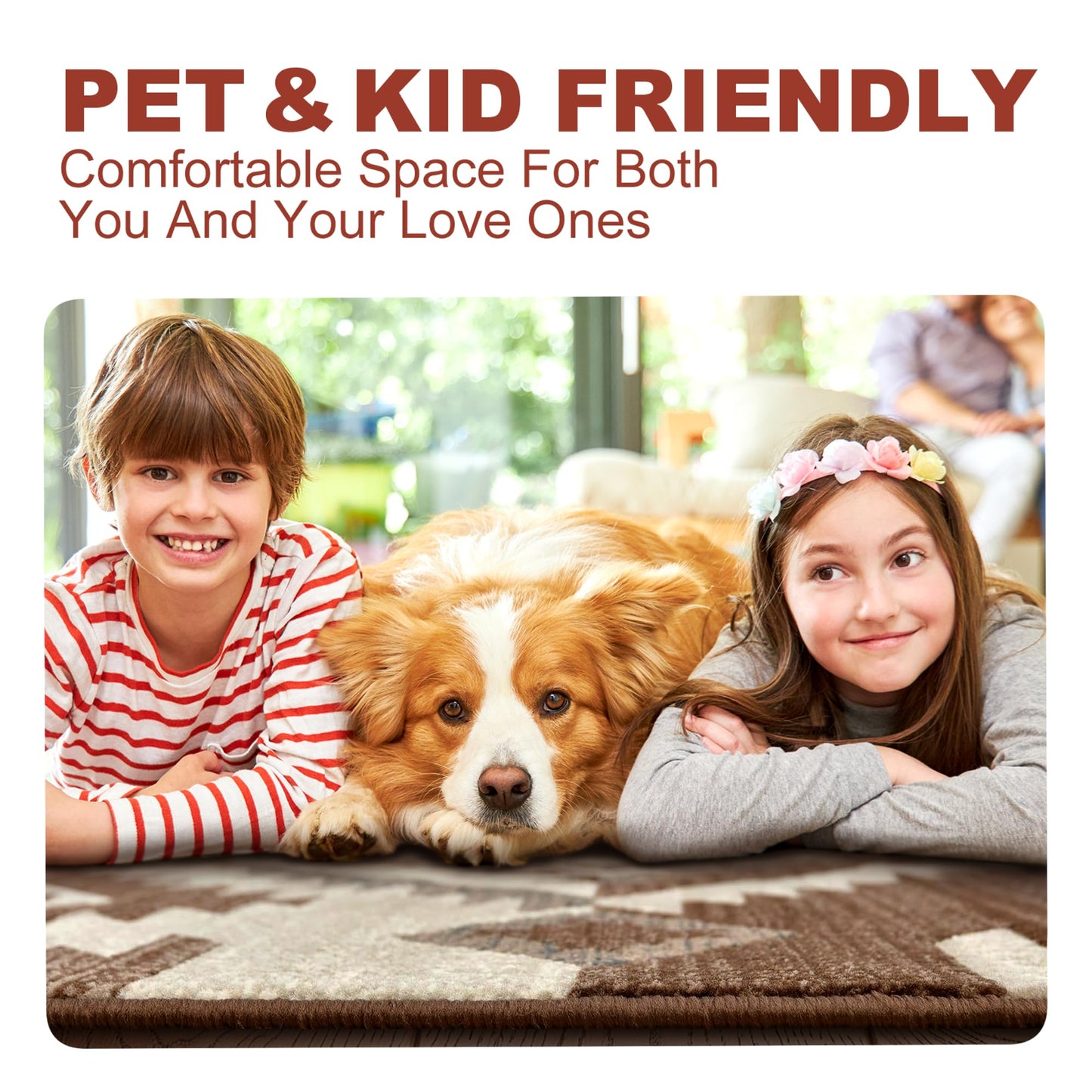 YHSF South West Native American Rug Ritz – Native Tribal American Indian Inspired Rug - Living Room, Bedroom, Hallway, Entryway & High-Traffic Area Rugs - Washable - Soft - Espresso, 8 Feet x 10 Feet