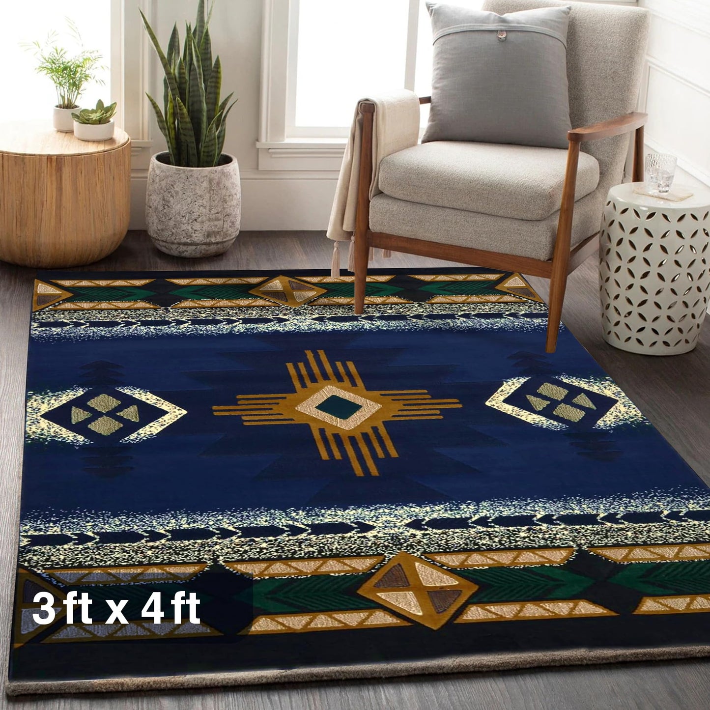 YHSF South West Native American Area Rug C318 - Easy Clean, Thick, Soft, Durable Native Tribal American Indian Inspired Rug for Bedroom/Living Room and More - Berber, 5 Feet x 7 Feet