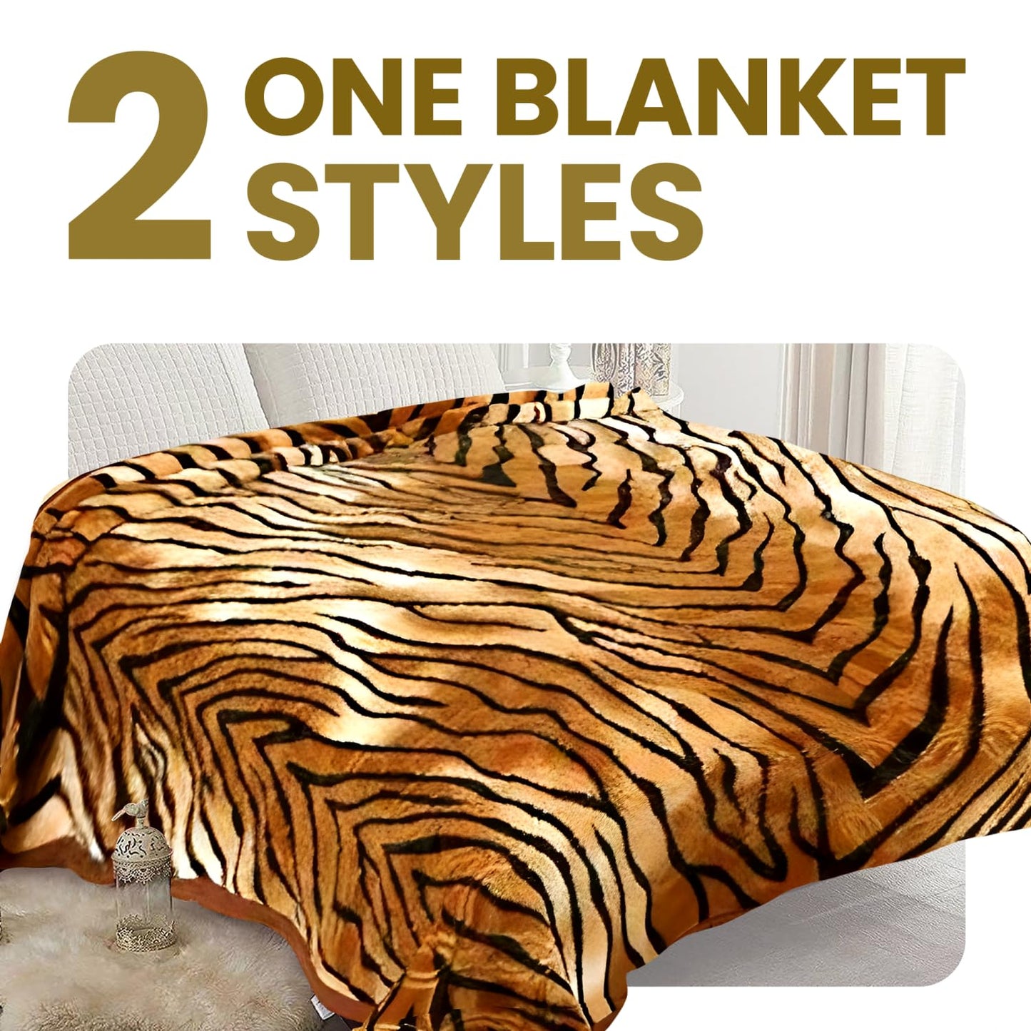 YHSF Korean Mink Blanket - 2 Ply Thick & Soft Reversible Printed Plush Throw - Warm Cozy & Comfy Korean Faux Mink Blanket - Ideal Gift, Easy Care, Fade-Proof, Peony, King Size, 6 LB, 83 in x 91 in