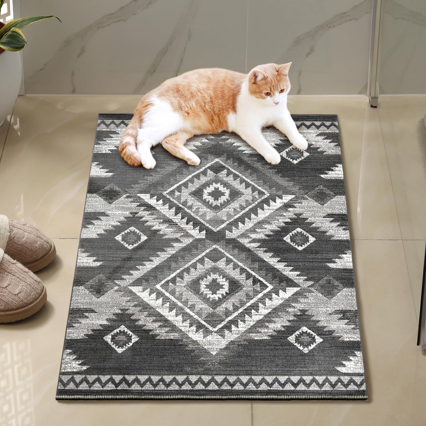 YHSF South West Native American Rug Ritz – Native Tribal American Indian Inspired Rug - Living Room, Bedroom, Hallway, Entryway & High-Traffic Area Rugs - Washable - Soft - Espresso, 8 Feet x 10 Feet