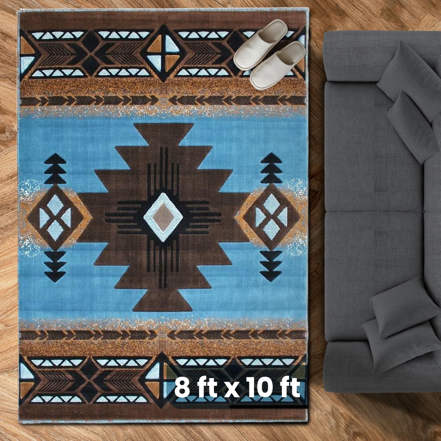 YHSF South West Native American Area Rug C318 - Easy Clean, Thick, Soft, Durable Native Tribal American Indian Inspired Rug for Bedroom/Living Room and More - Berber, 5 Feet x 7 Feet