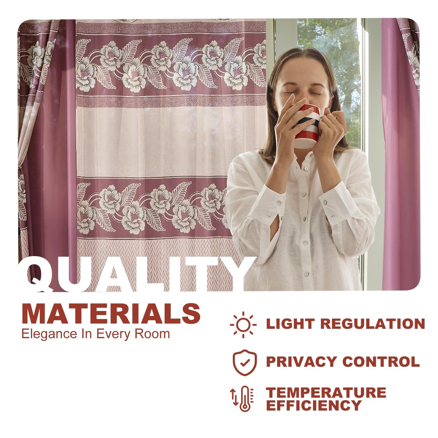 YHSF Jacquard Window Curtains for Living Room and Bedrooms - 54" W x 84" L 2-Panel Set Fancy Curtains with Valance Attached & 2 Tassle Tie Backs - Fancy Living Room Curtain with Valance - Turquoise