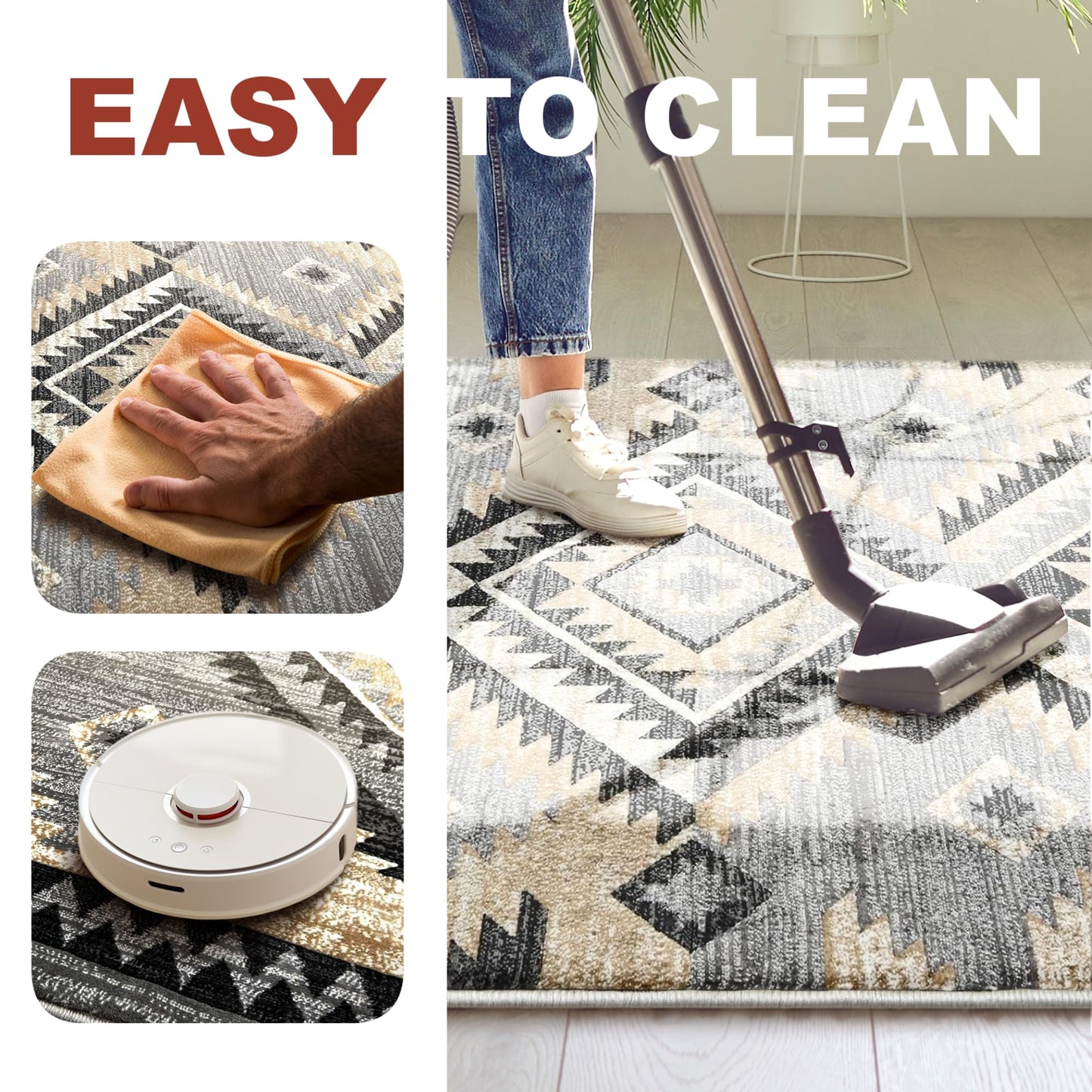 YHSF South West Native American Rug Ritz – Native Tribal American Indian Inspired Rug - Living Room, Bedroom, Hallway, Entryway & High-Traffic Area Rugs - Washable - Soft - Espresso, 8 Feet x 10 Feet