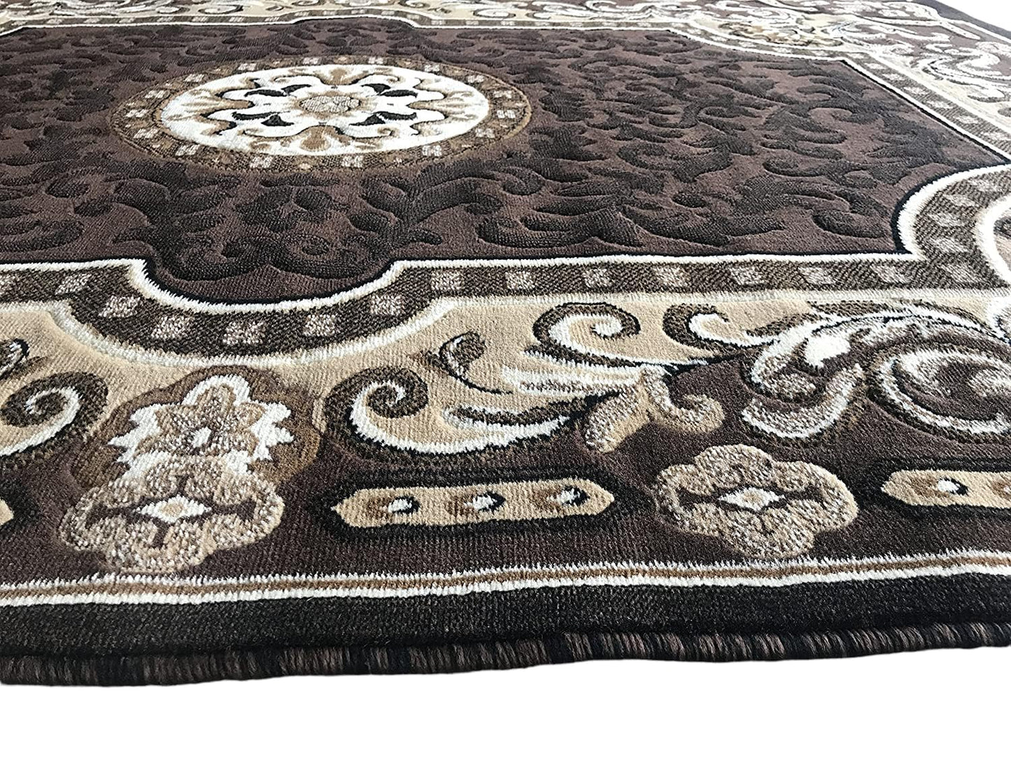 YHSF Traditional Floral Area Rug - Non-Slip Washable Carpet for Kitchen, Dining Room, or Entryway - Easy Clean Colorful Flower Rug - Grey, 5 ft 2 in x 7 ft