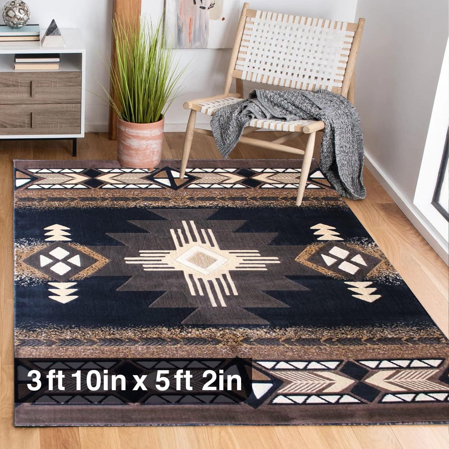 YHSF South West Native American Area Rug C318 - Easy Clean, Thick, Soft, Durable Native Tribal American Indian Inspired Rug for Bedroom/Living Room and More - Berber, 5 Feet x 7 Feet