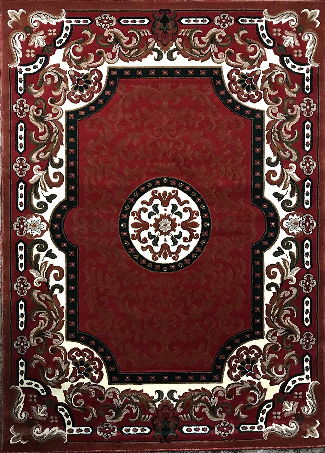 YHSF Traditional Floral Area Rug - Non-Slip Washable Carpet for Kitchen, Dining Room, or Entryway - Easy Clean Colorful Flower Rug - Grey, 5 ft 2 in x 7 ft