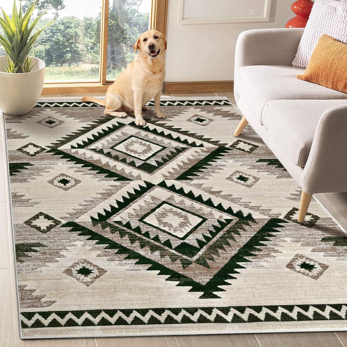 YHSF South West Native American Rug Ritz – Native Tribal American Indian Inspired Rug - Living Room, Bedroom, Hallway, Entryway & High-Traffic Area Rugs - Washable - Soft - Espresso, 8 Feet x 10 Feet